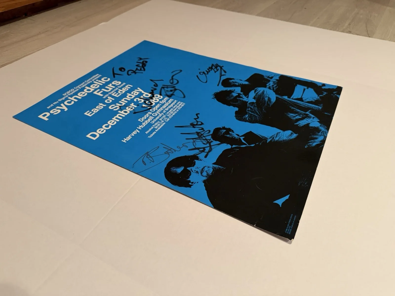 Psychedelic Furs 1989 Concert Poster Signed by Full Band – UB Bridgeport CT, изображение 4
