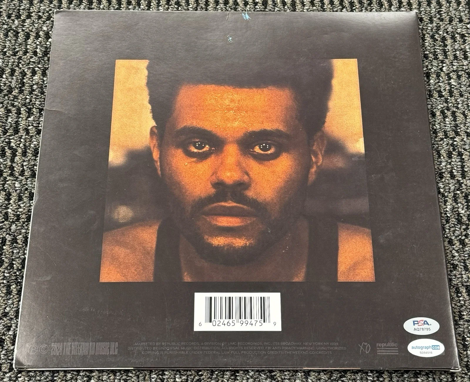The Weeknd Signed Autograph Hurry Up Tomorrrow Album Vinyl PSA/DNA Authenticated, изображение 2