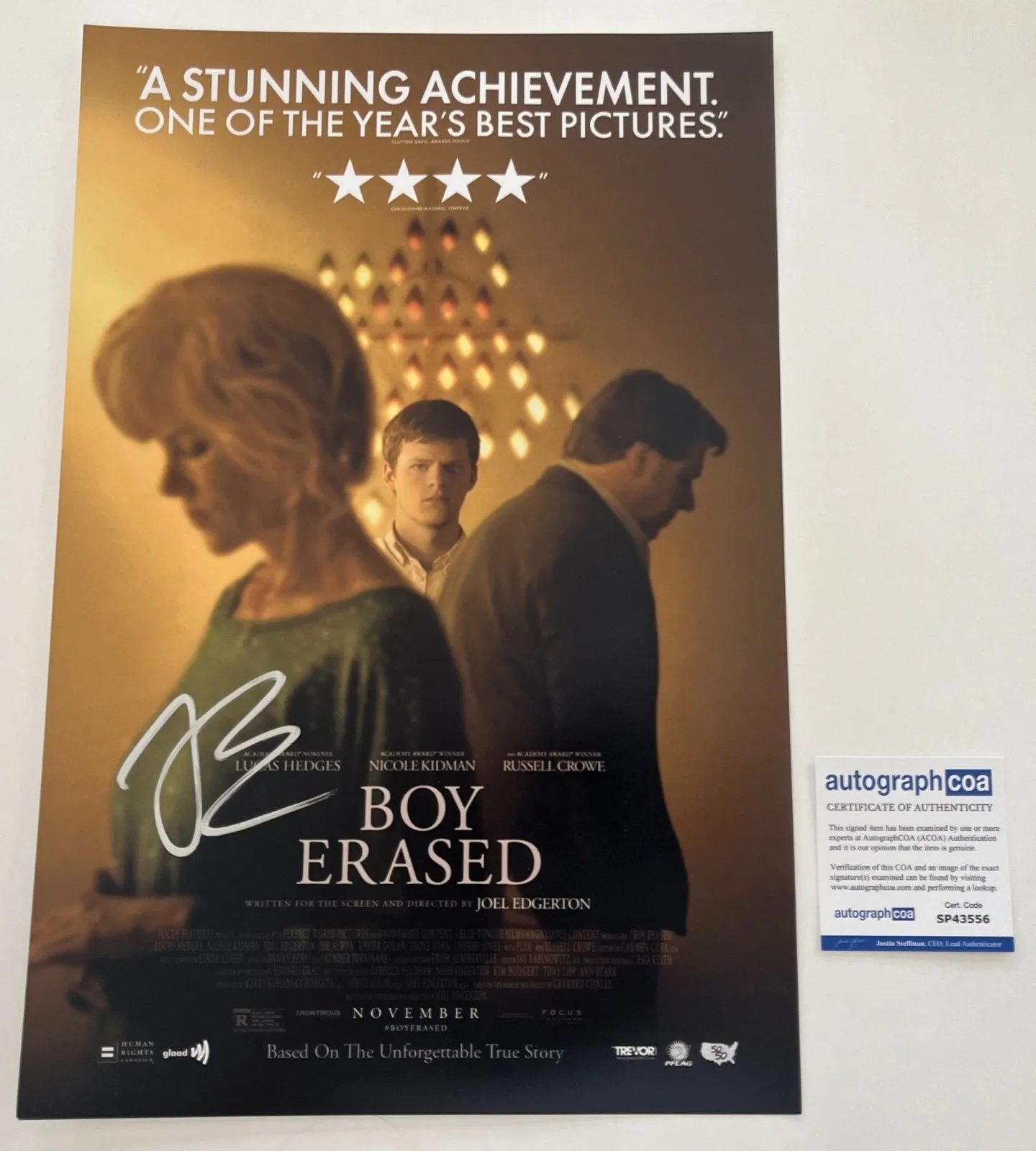 JOEL EDGERTON SIGNED BOY ERASED 12x18 PHOTO w/EXACT VIDEO PROOF & AUTOGRAPH COA, изображение 3
