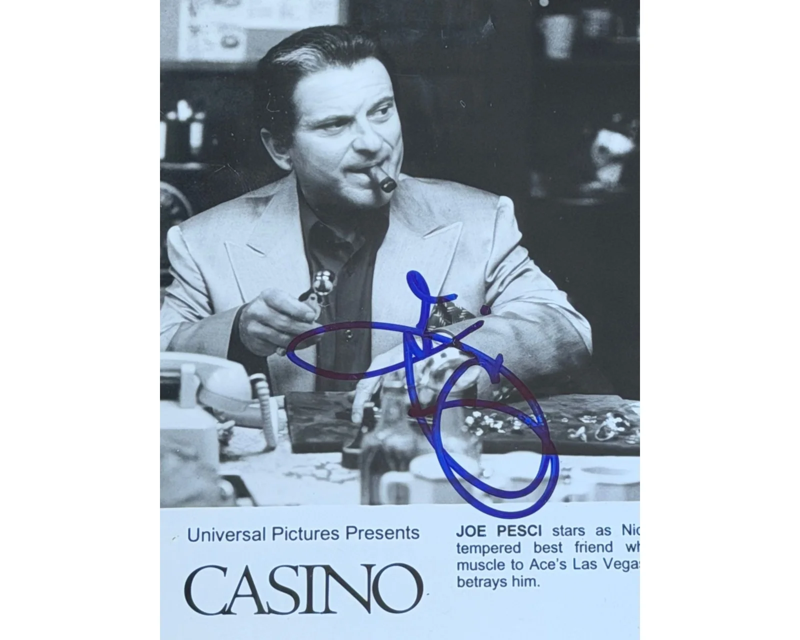 Joe Pesci — Iconic Actor Joe Pesci Signed Casino Promotional Photograph PSA Auto, изображение 2