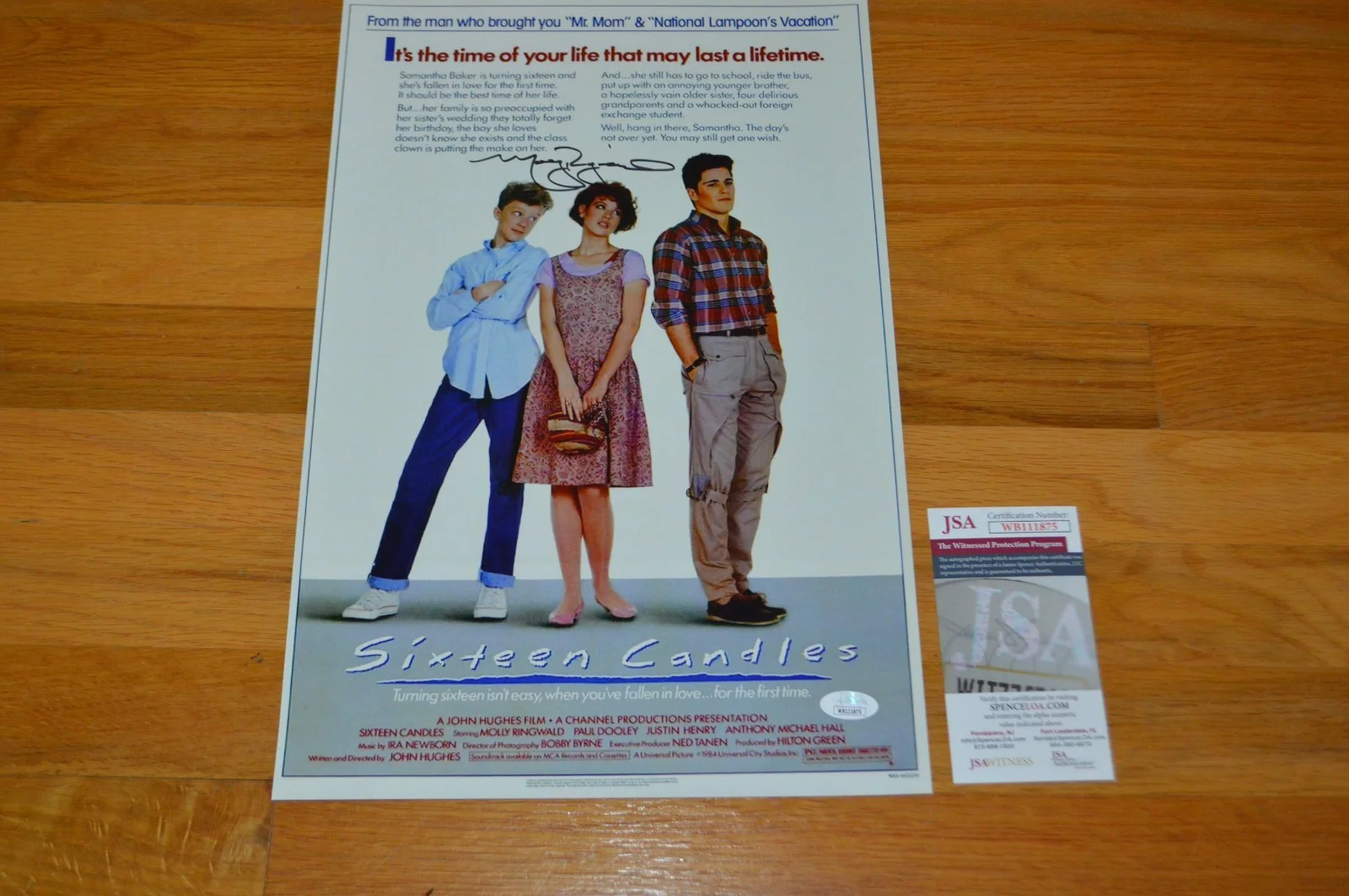 Molly Ringwald — Molly Ringwald Autographed "Sixteen Candles" 11x17 Movie Poster with JSA COA, изображение 5