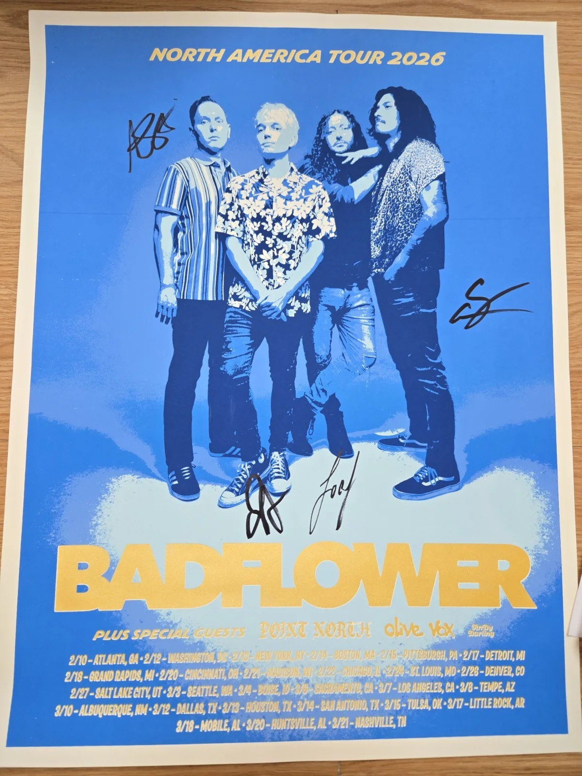 Badflower North America Tour 2026 Original Autographed Music Poster + VIP Pins, изображение 2