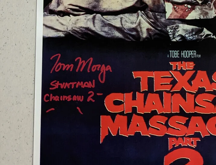 TOM MORGA Signed 11x17 Movie Poster Texas Chainsaw Massacre JSA COA, image 2