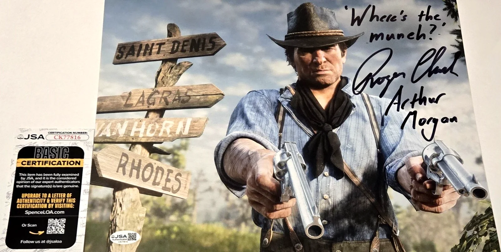 Roger Clark — Roger Clark Signed Photo Red Dead Redemption Arthur Morgan Autograph JSA COA 816, изображение 3