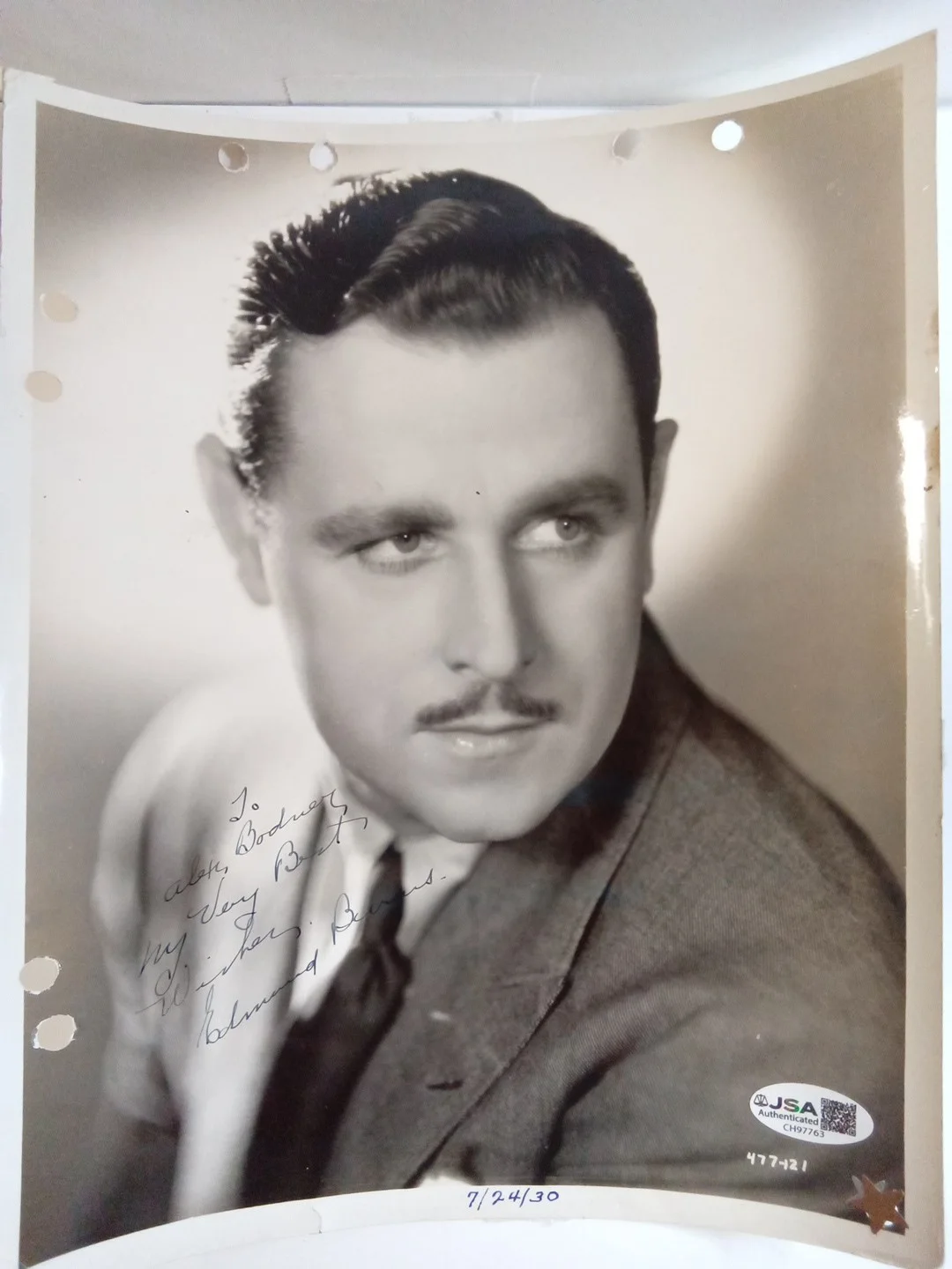 Edmund Burns Signed 8x10 Photo JSA Authenticated Silent Film Movie Star, изображение 2