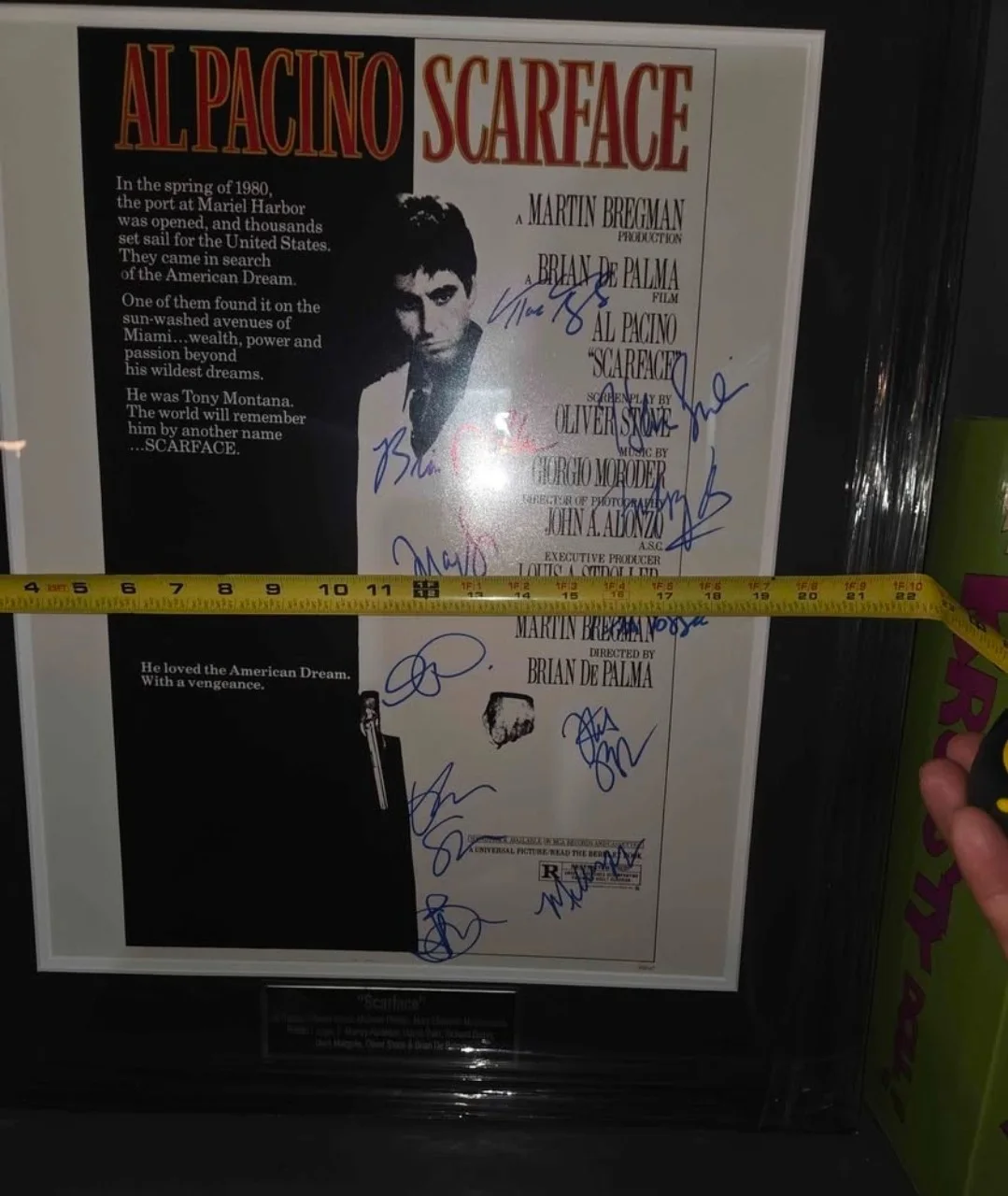 Al Pacino, Oliver Stone, Brian De Palma Michelle Pfeiffer — Scarface autographed frame, изображение 2