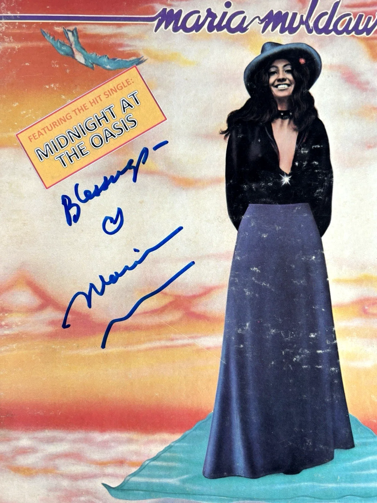 MARIA MULDAUR Signed MIDNIGHT AT THE OASIS LP Vinyl Album PSA DNA COA, image 3