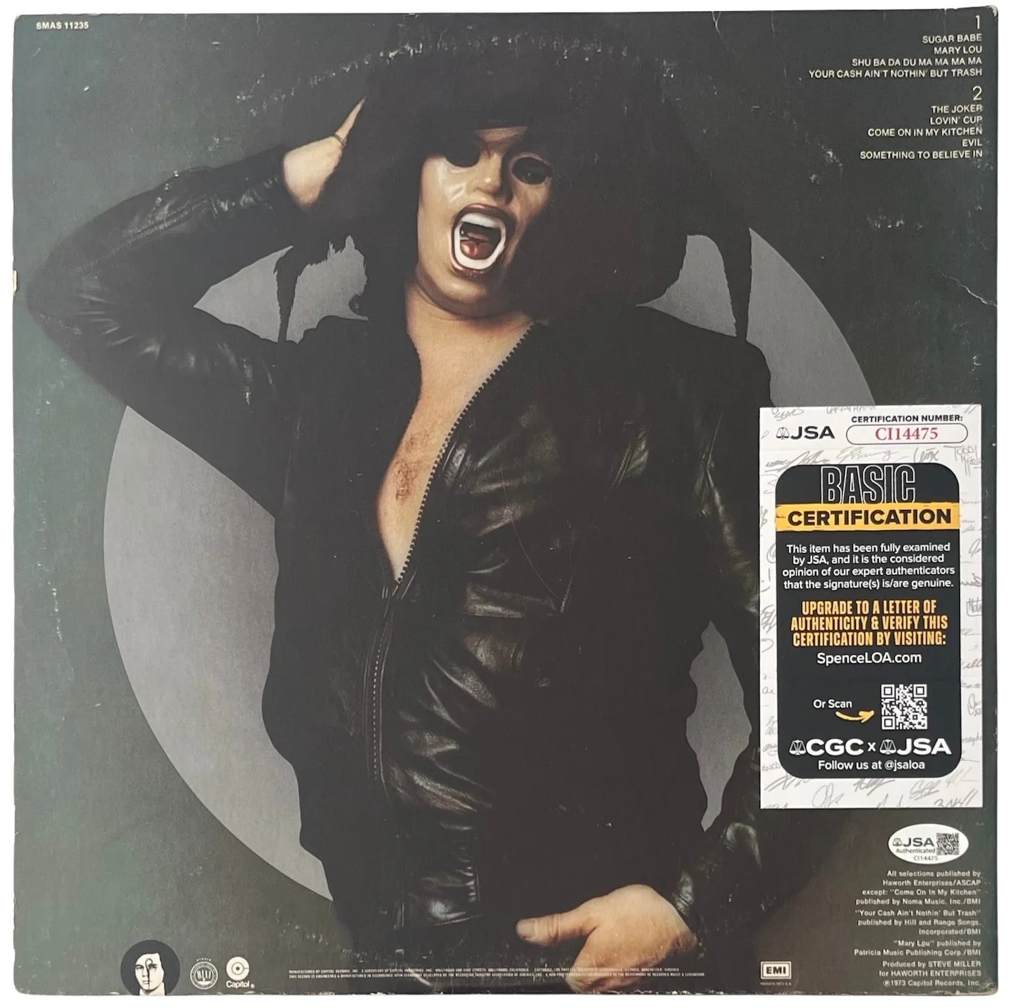 Steve Miller Signed The Joker Vinyl Record JSA COA CI14475, изображение 3