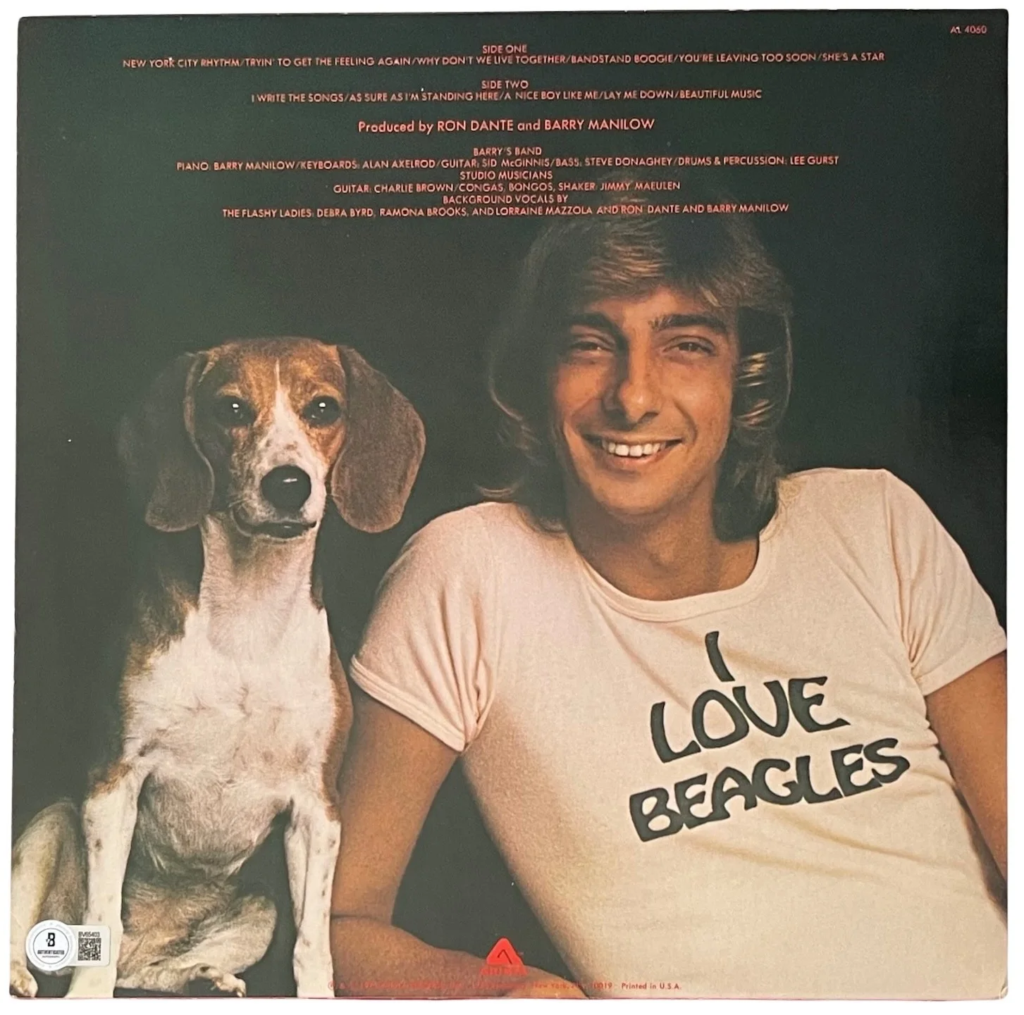 Barry Manilow Signed Tryin' To Get The Feeling Vinyl Record Beckett BV65403, изображение 2