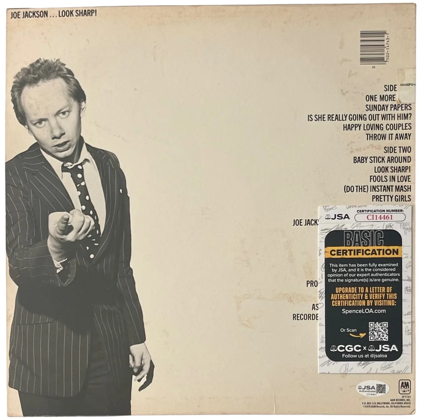 Joe Jackson Signed Look Sharp! Vinyl Record JSA COA CI14461, image 3