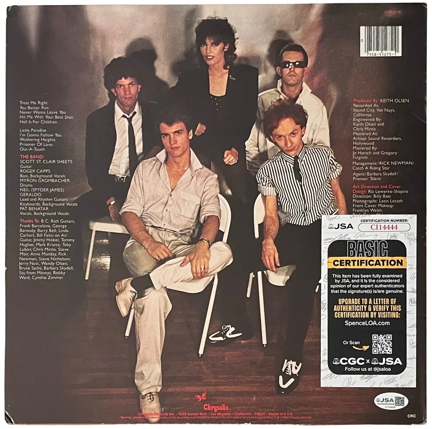 Pat Benatar Signed Crimes Of Passion Vinyl Record JSA COA CI14444, image 3