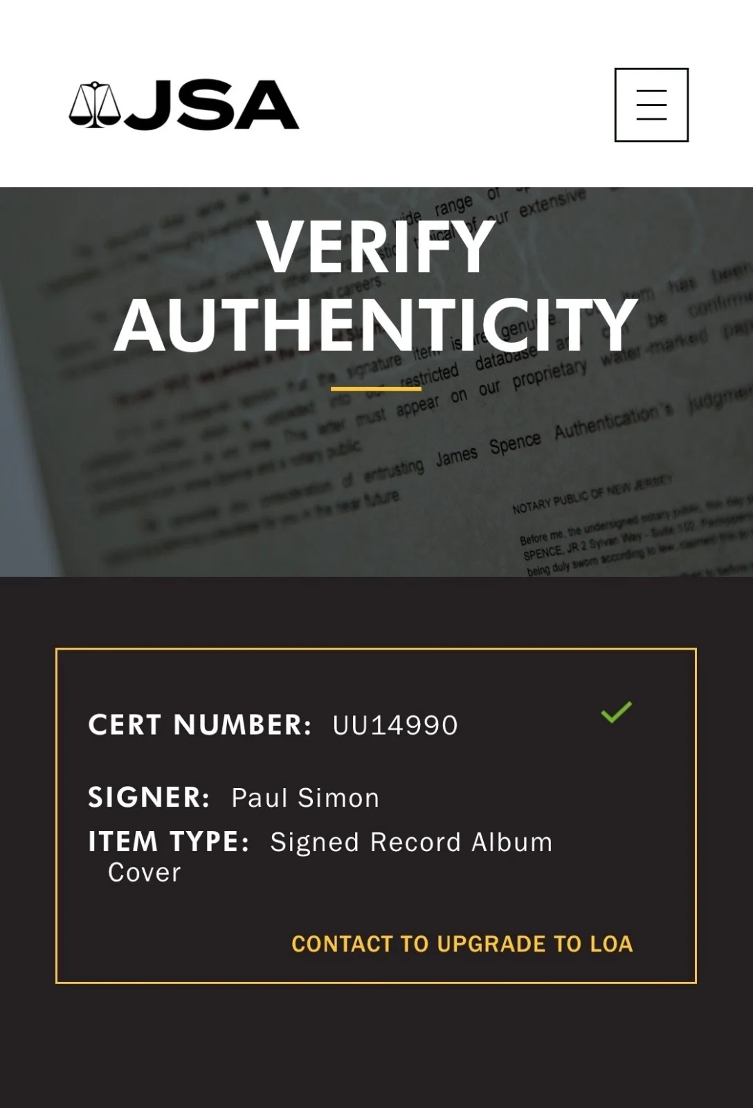 Paul Simon Signed Graceland Vinyl Record JSA COA UU14990, image 4