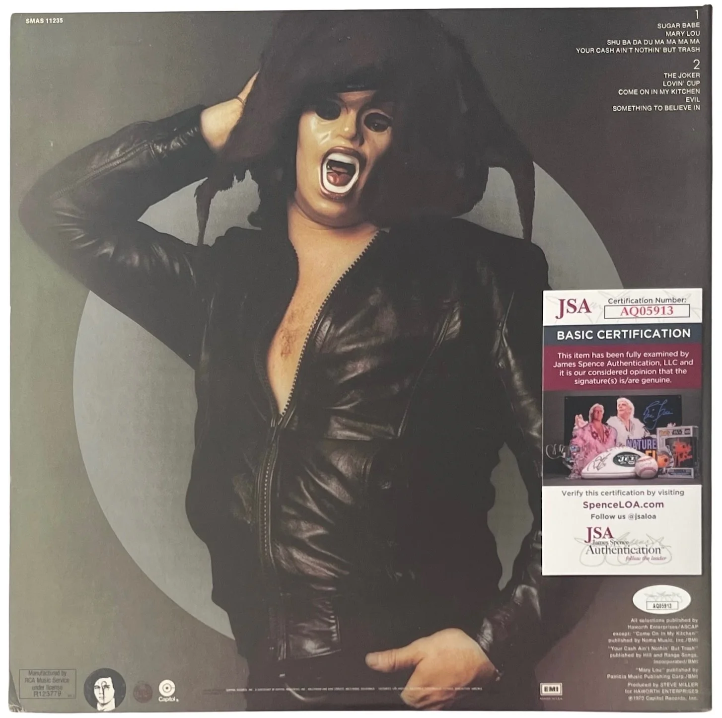 Steve Miller Signed The Joker Vinyl Record JSA COA AQ05913, изображение 3