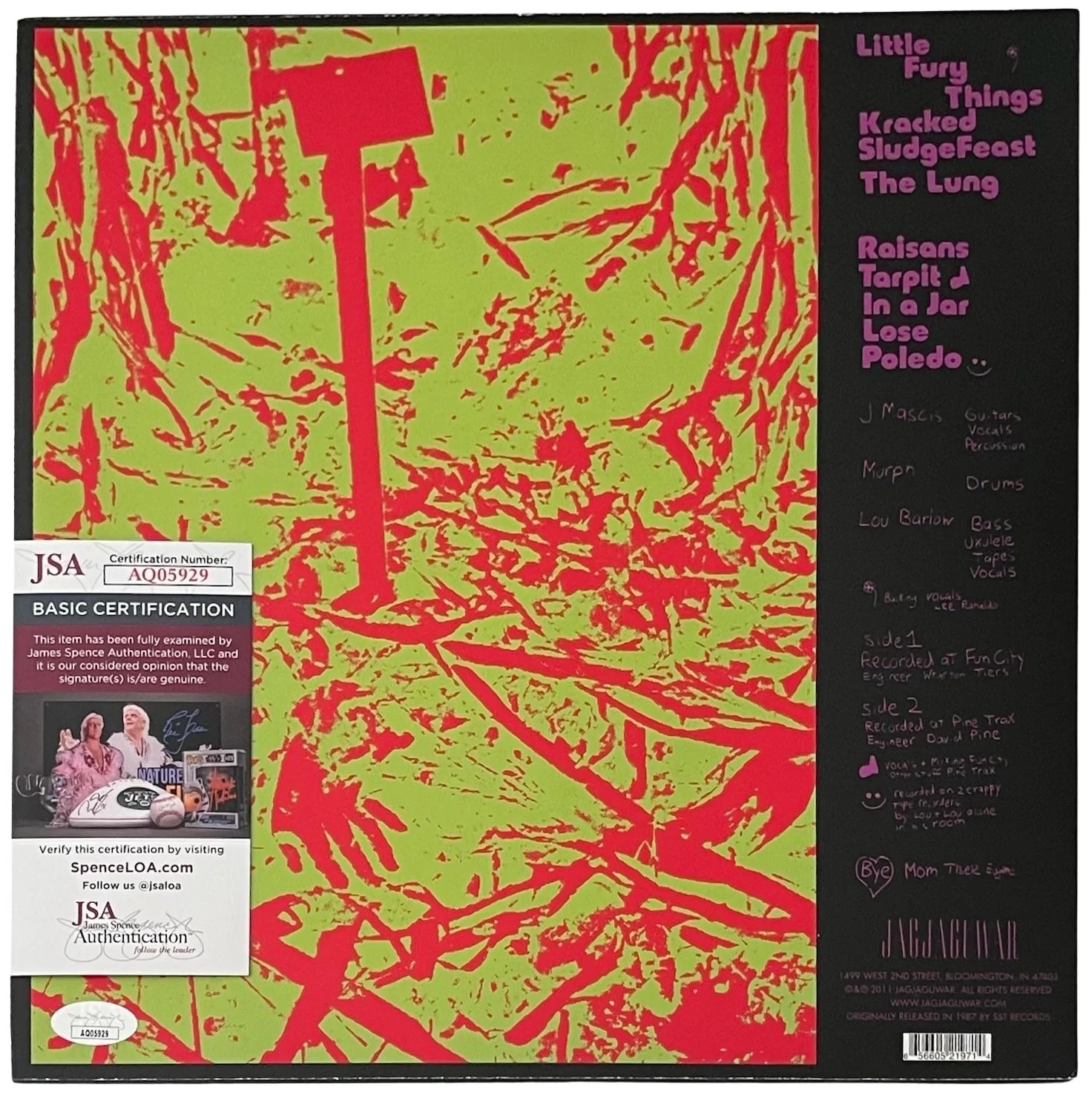Dinosaur Jr. x3 J Mascis Lou Barlow & Murph Signed You're Living All Over Me JSA, изображение 3