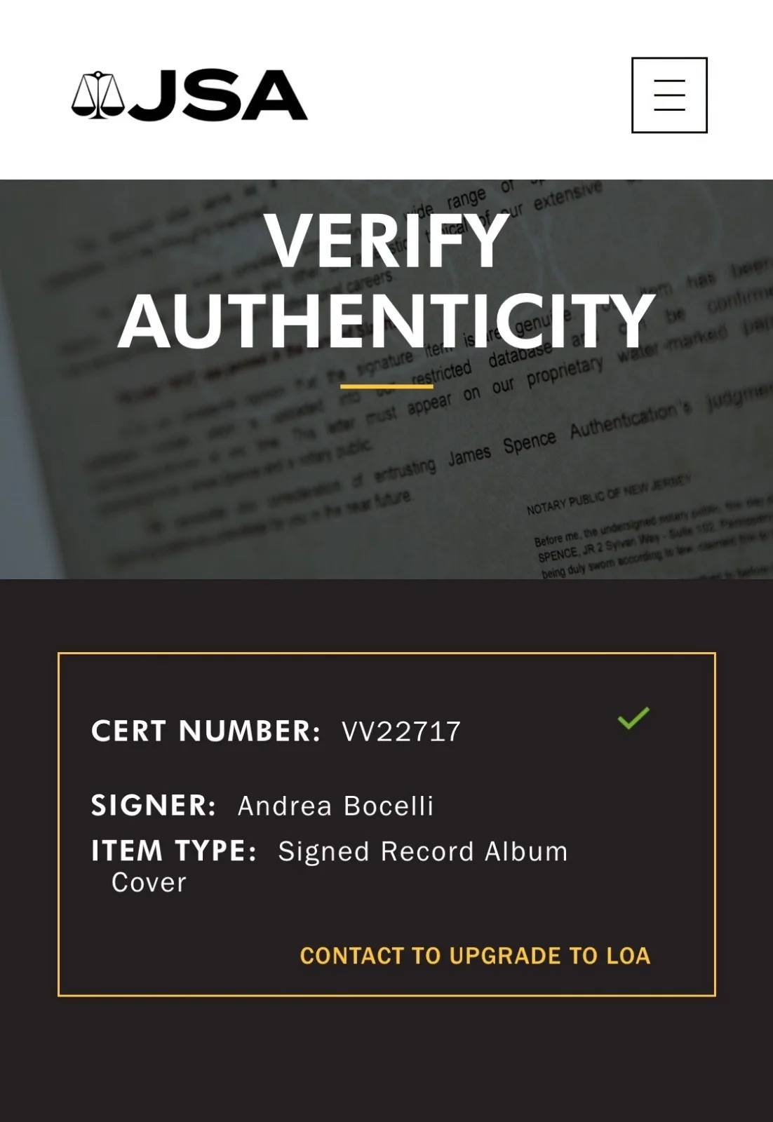 Andrea Bocelli Signed Sogno Vinyl Record JSA COA VV22717, image 4