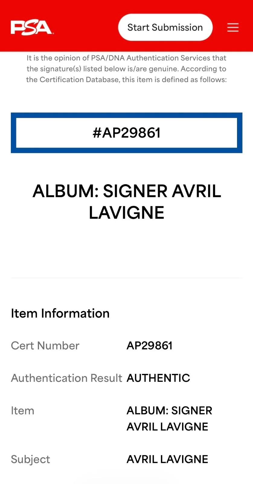 Avril Lavigne Signed Let Go Vinyl Record PSA AP29861, изображение 3