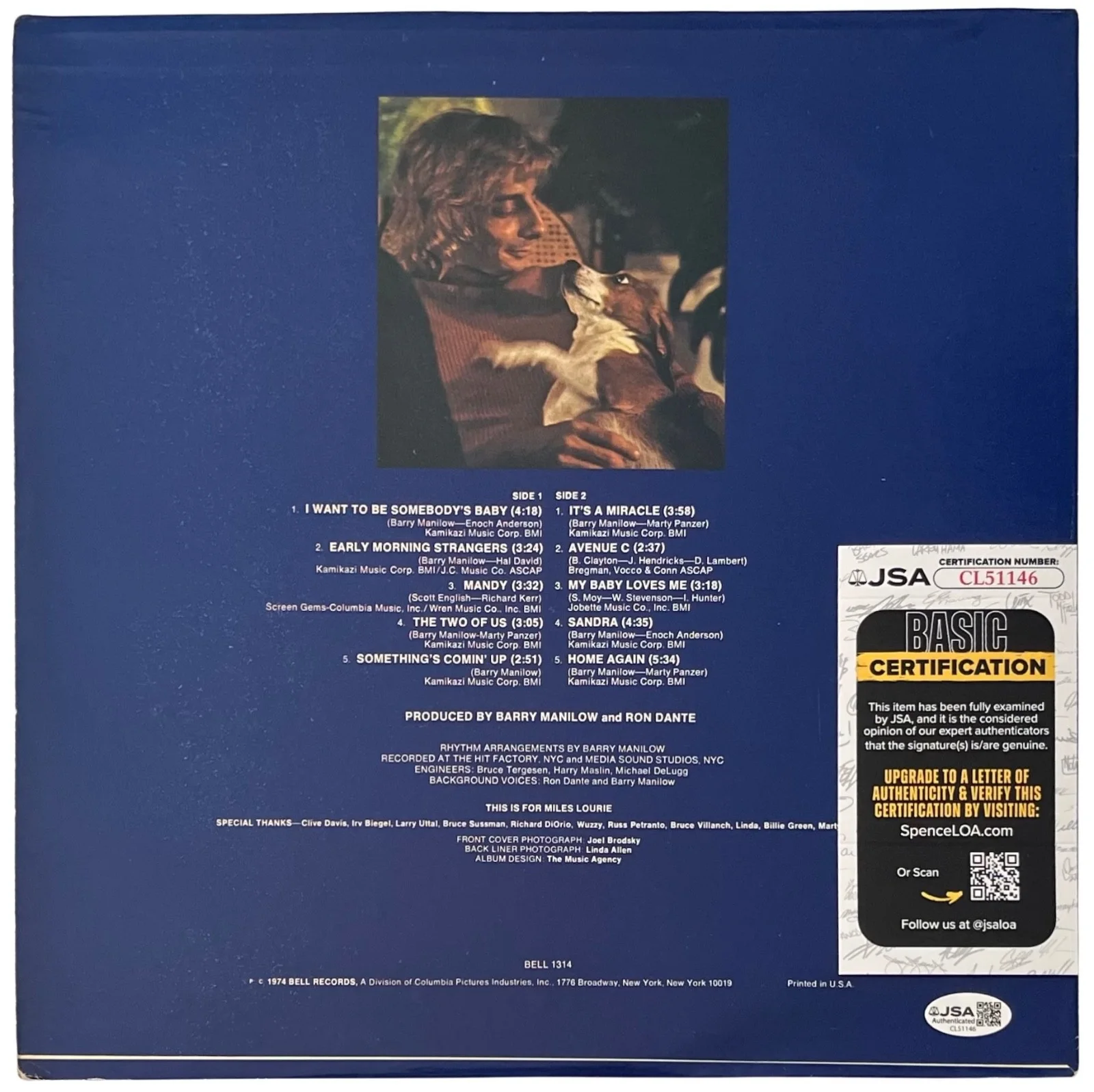 Barry Manilow Signed Barry Manilow II 2 Vinyl Record JSA COA CL51146, изображение 3