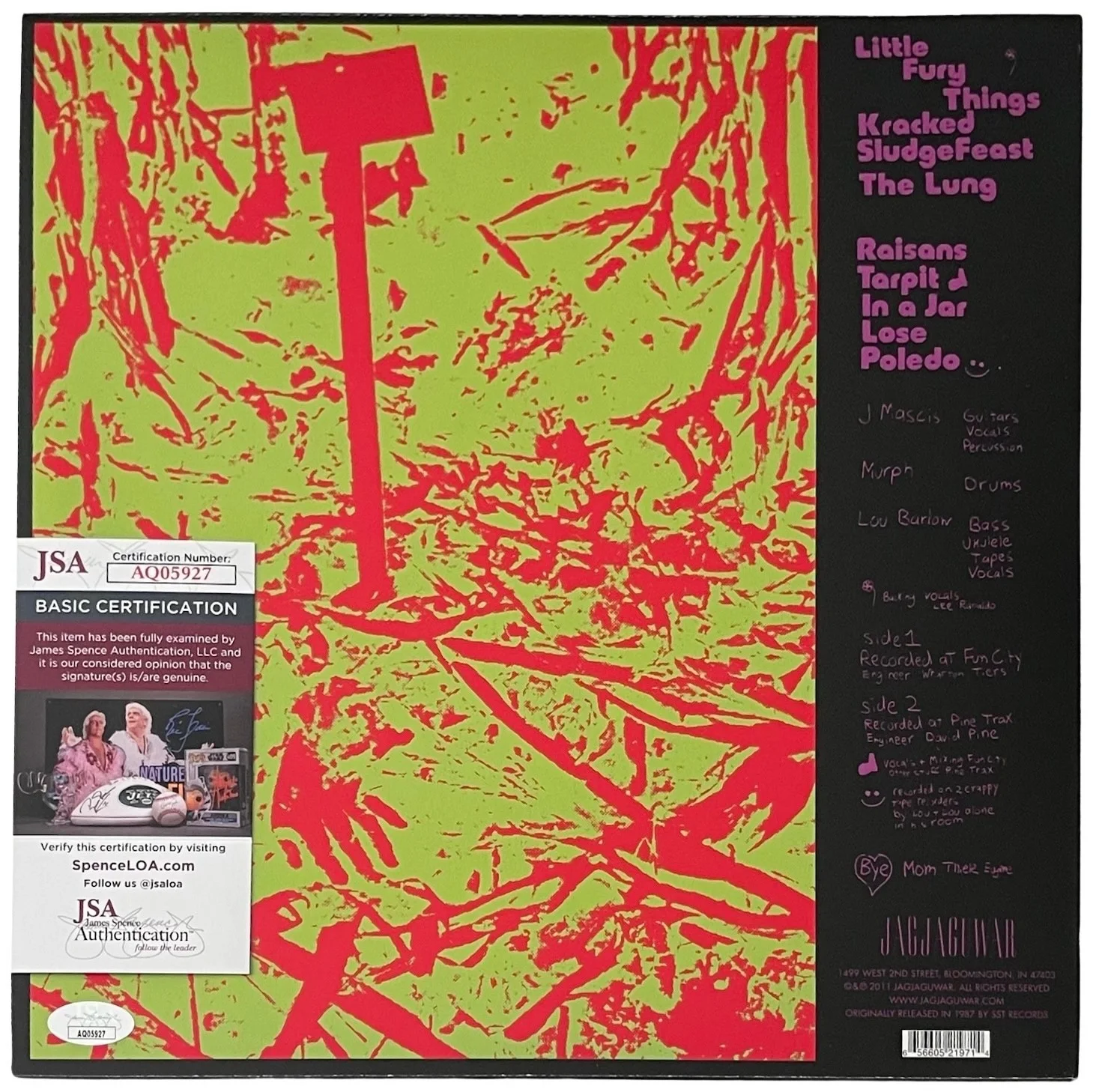 Dinosaur Jr. x3 J Mascis Lou Barlow & Murph Signed You're Living All Over Me JSA, изображение 3