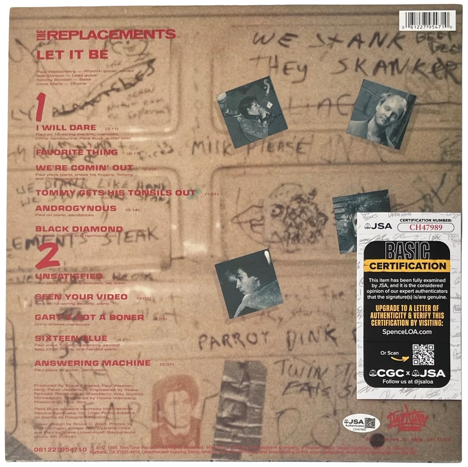Paul Westerberg Signed The Replacements Let It Be Vinyl Record JSA COA CH47989, image 3