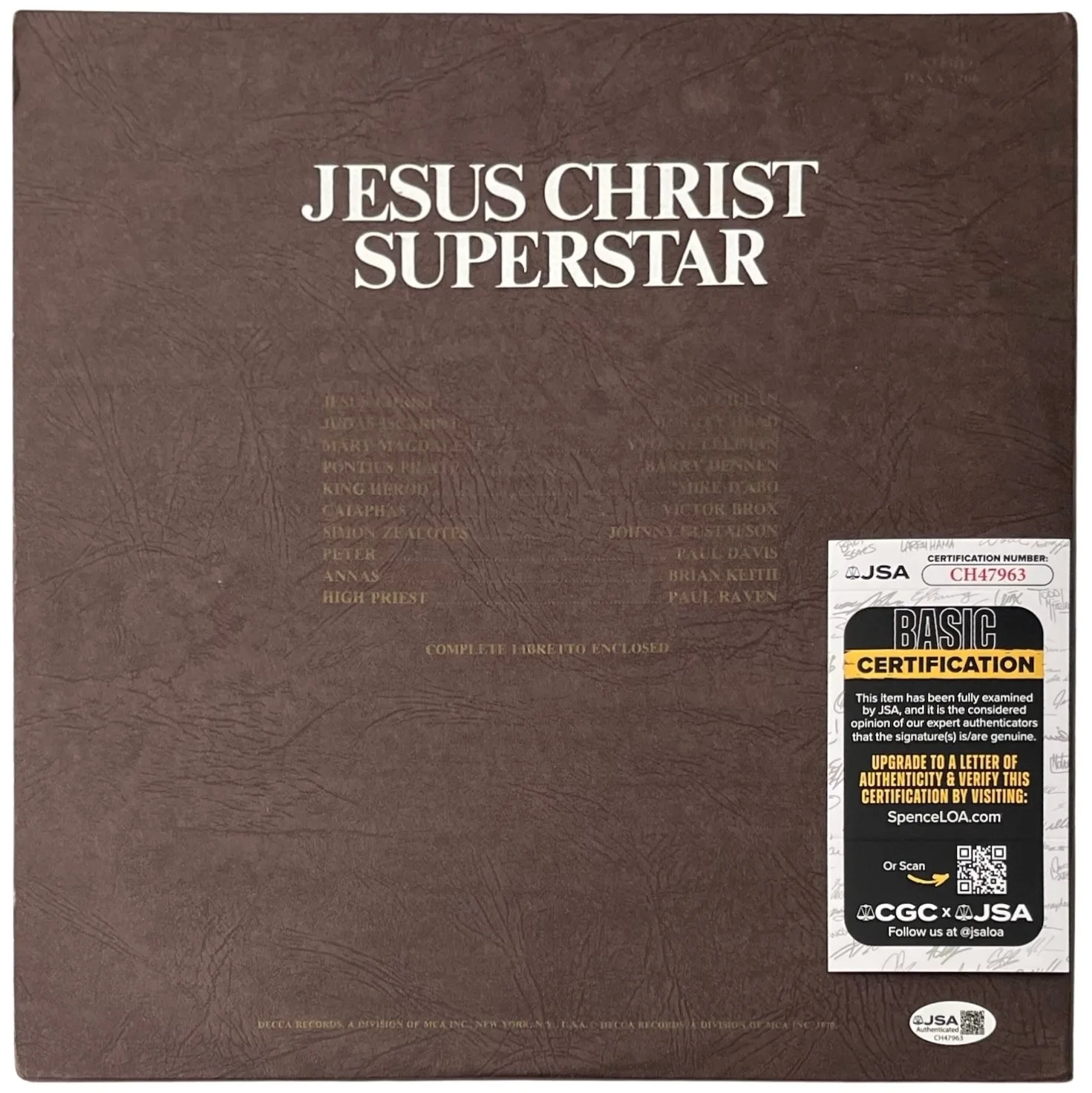 Andrew Lloyd Webber Signed Jesus Christ Superstar Vinyl Record JSA COA CH47963, изображение 3