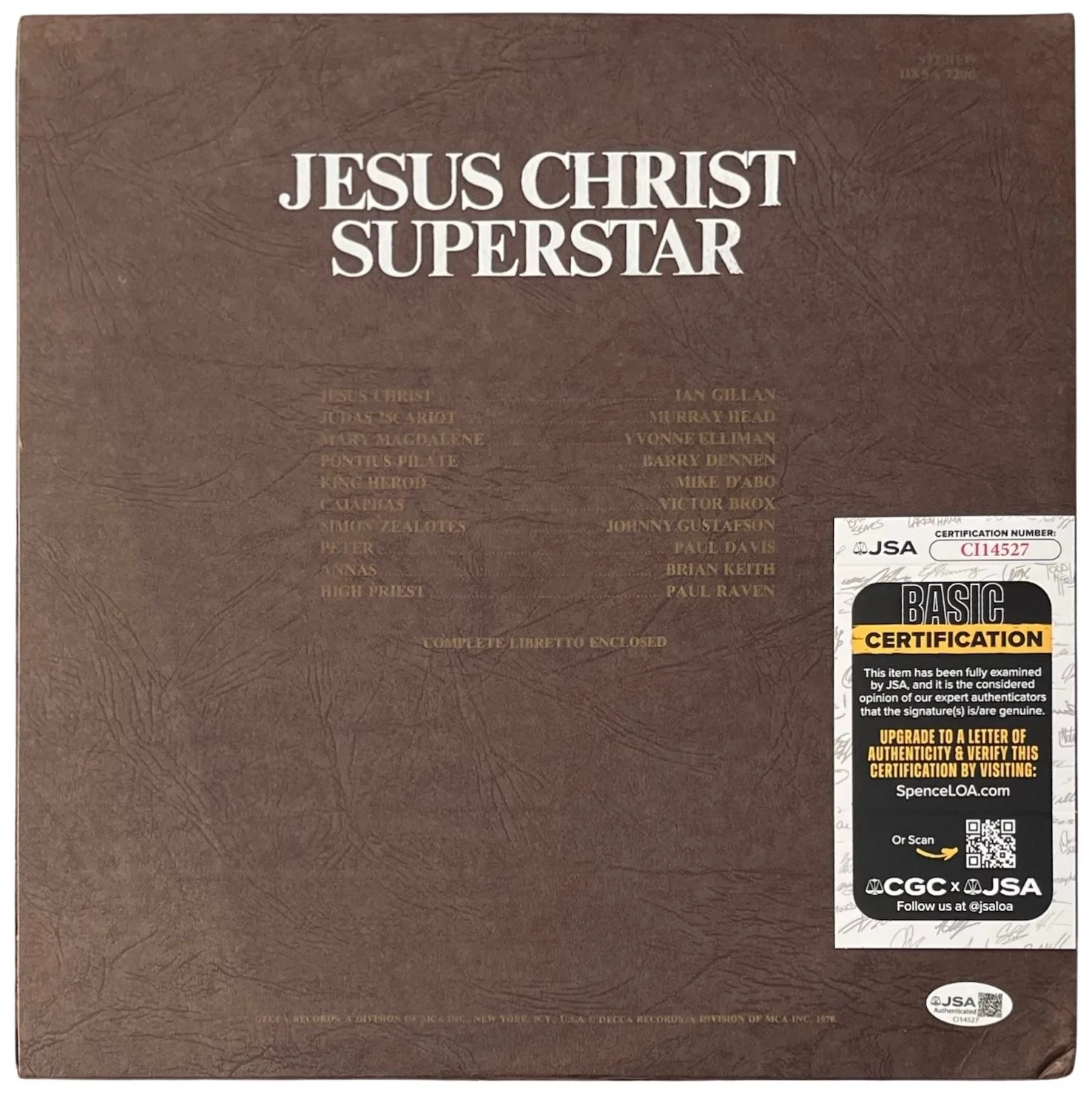 Andrew Lloyd Webber Signed Jesus Christ Superstar Vinyl Record JSA COA CI14527, изображение 3