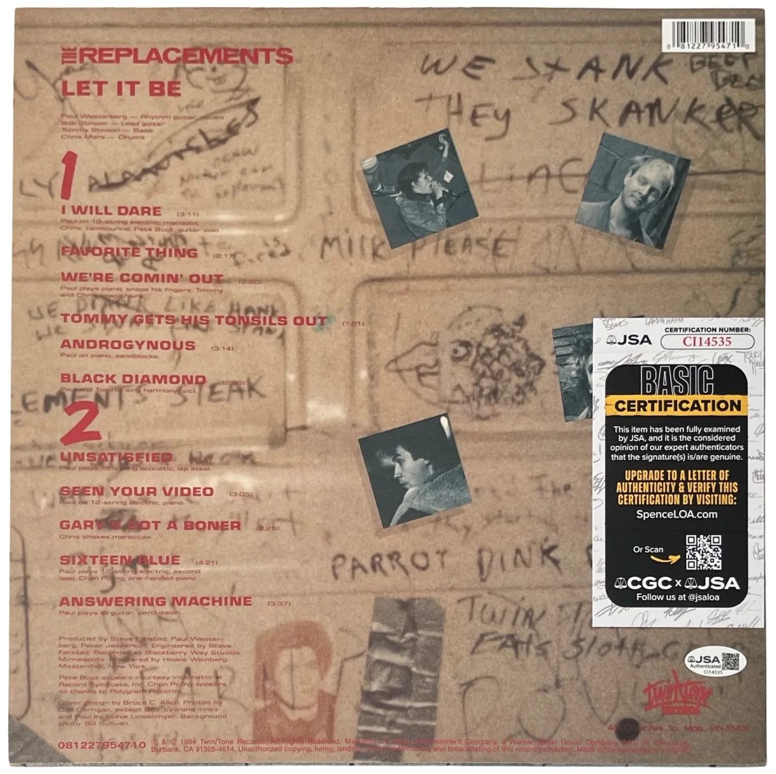 Paul Westerberg Signed The Replacements Let It Be Vinyl Record JSA COA CI14535, image 3