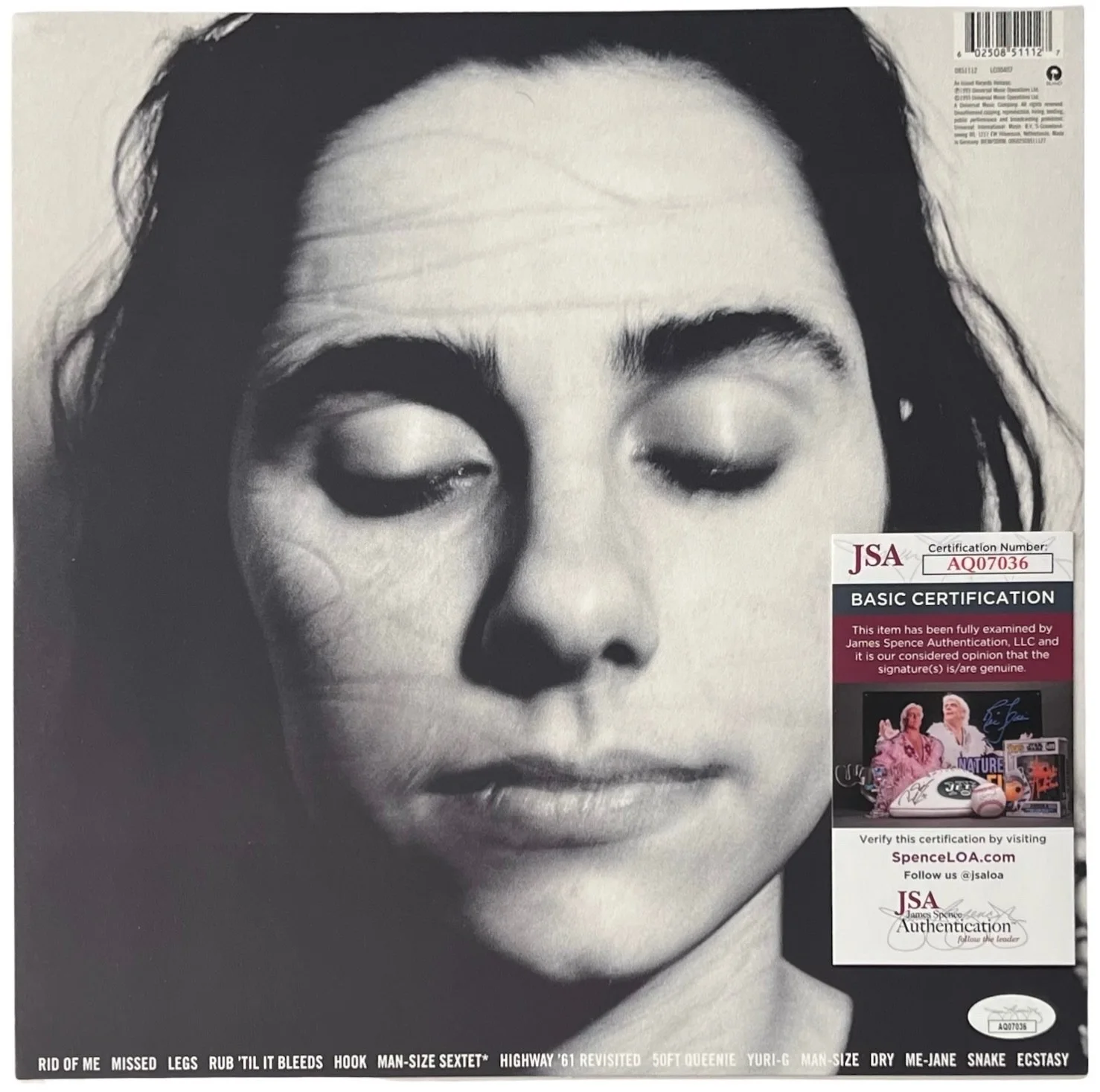 Polly Jean PJ Harvey Signed Rid Of Me Vinyl Record JSA COA AQ07036, изображение 3