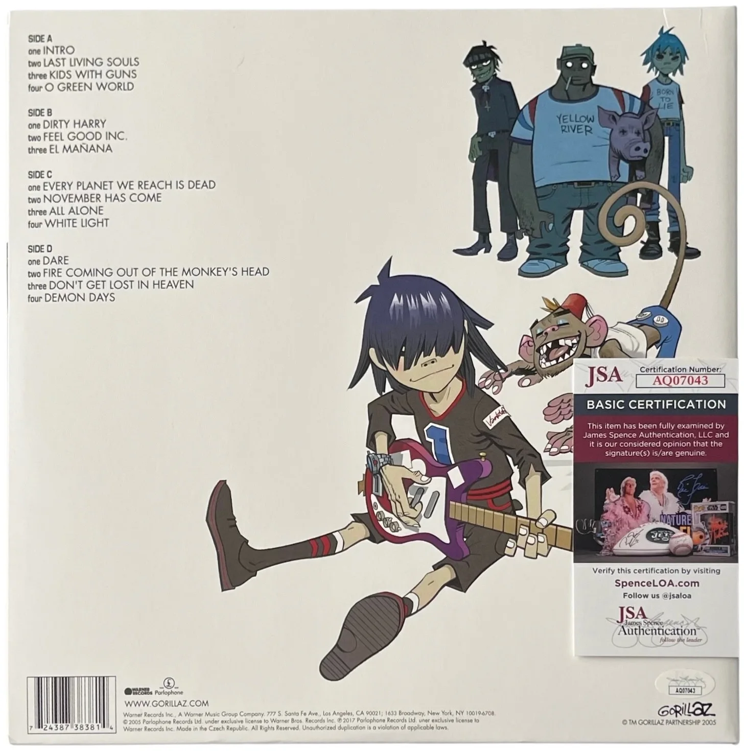 Damon Albarn Signed Gorillaz Demon Days Vinyl Record JSA COA AQ07043, image 3