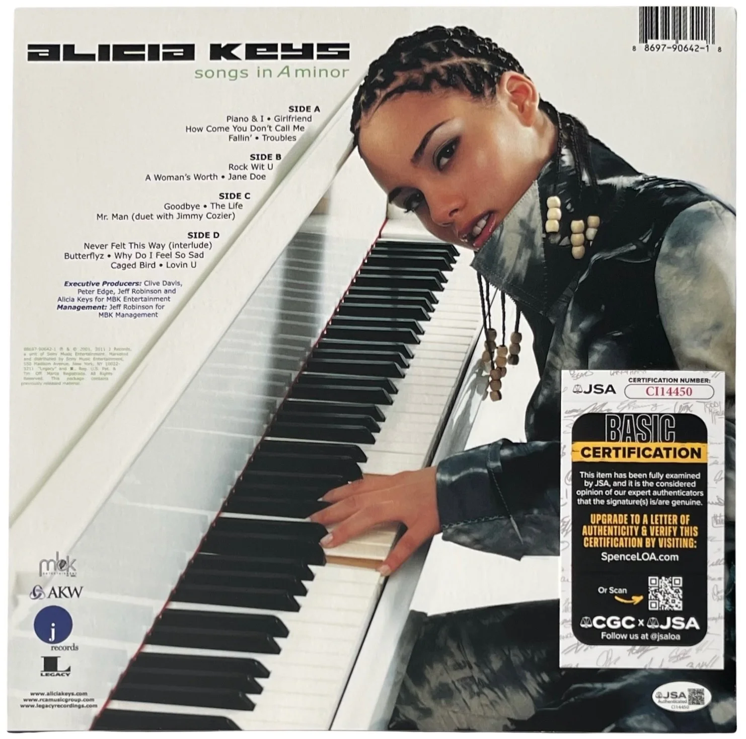 Alicia Keys Signed Songs In A Minor Vinyl Record JSA COA CI14450, image 3