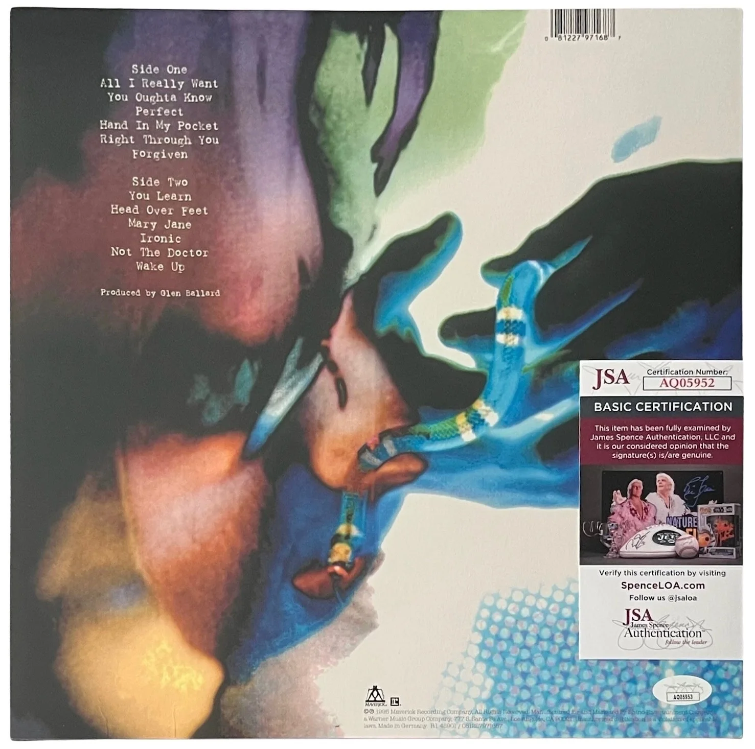 Alanis Morissette Signed Jagged Little Pill Vinyl Record JSA COA AQ05952, изображение 3