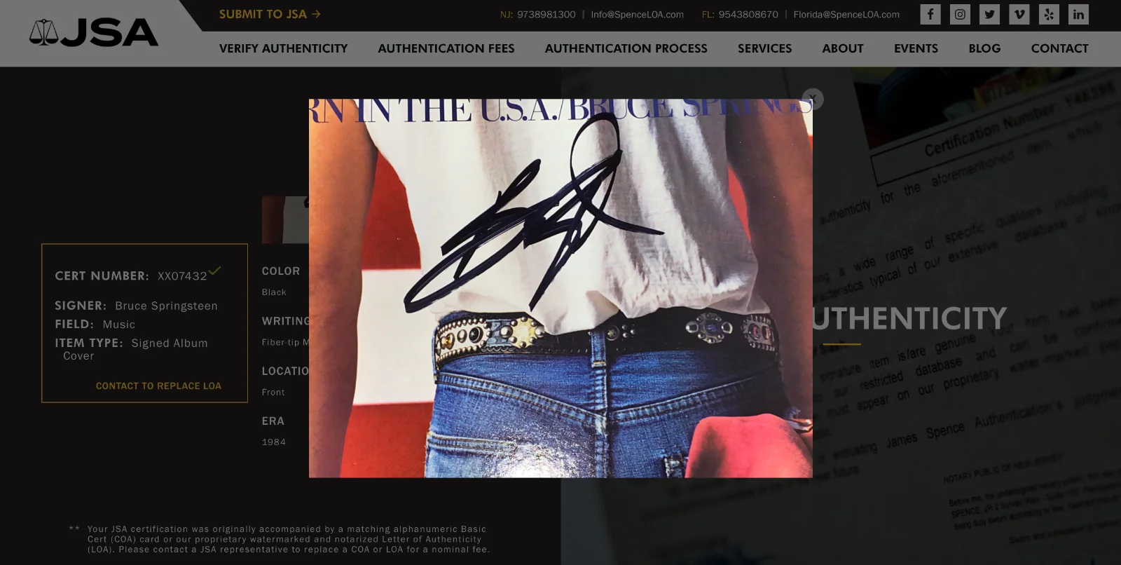 Bruce Springsteen Signed Born In The U.S.A. Vinyl Record JSA LOA XX07432, изображение 5