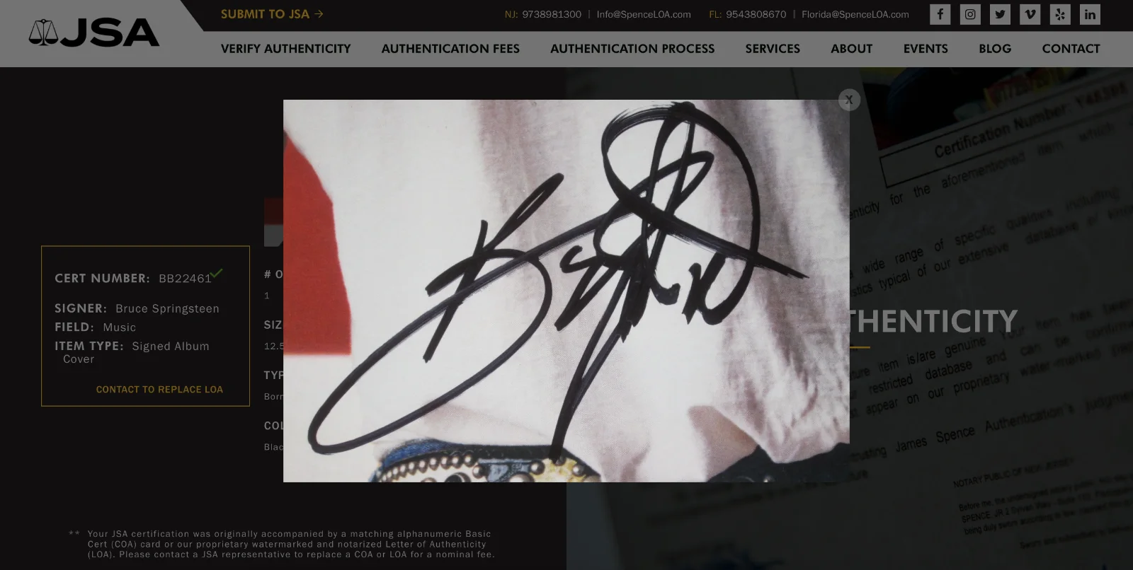 Bruce Springsteen Signed Born In The U.S.A. Vinyl Record JSA LOA BB22461, image 4