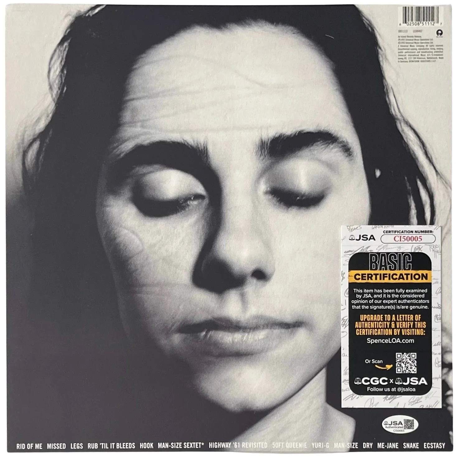 Polly Jean PJ Harvey Signed Rid Of Me Vinyl Record JSA COA CI50005, image 3