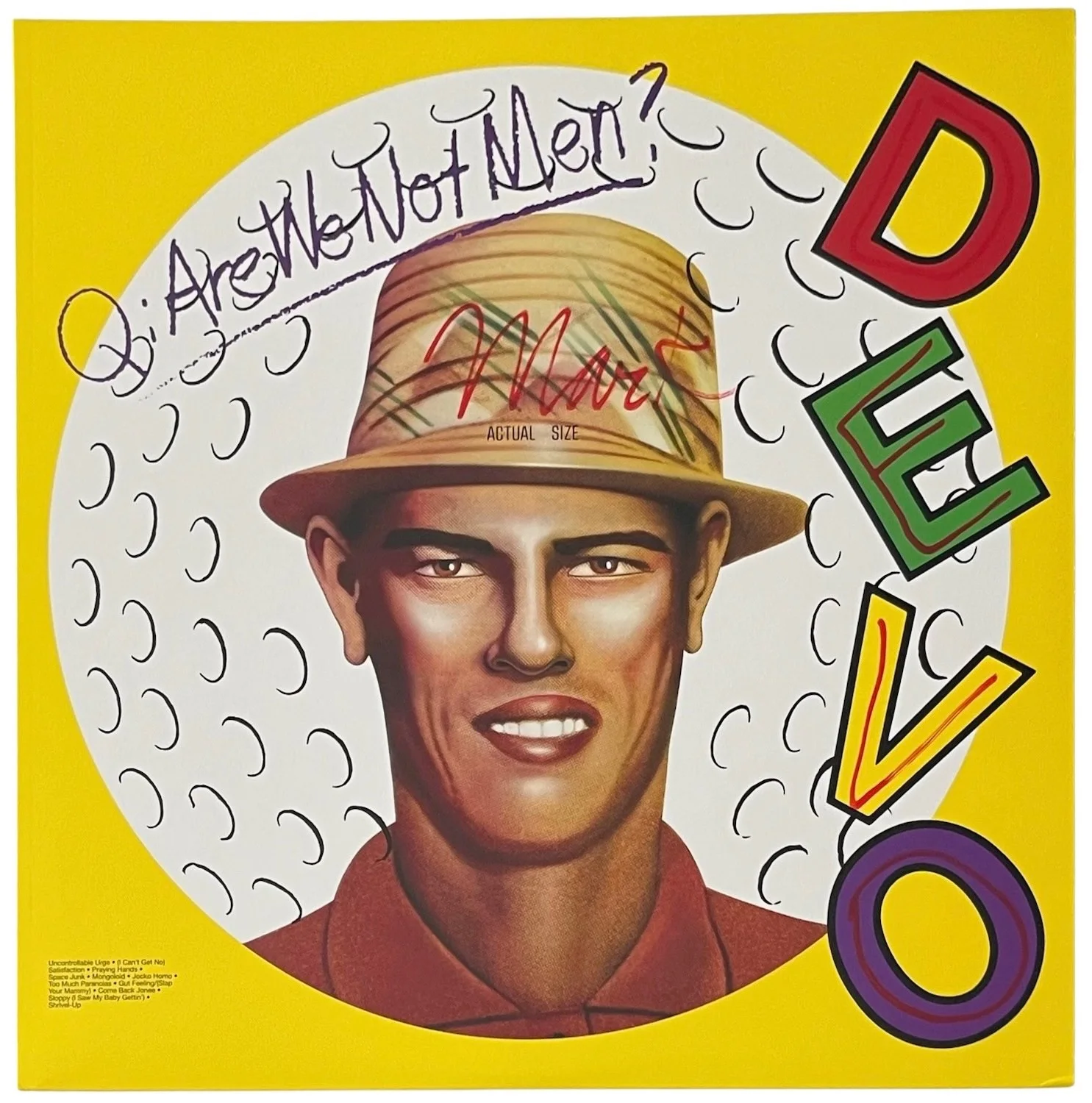 Mark Mothersbaugh Signed Q. Are We Not Men? A: We Are Devo! Vinyl Record JSA COA, изображение 2