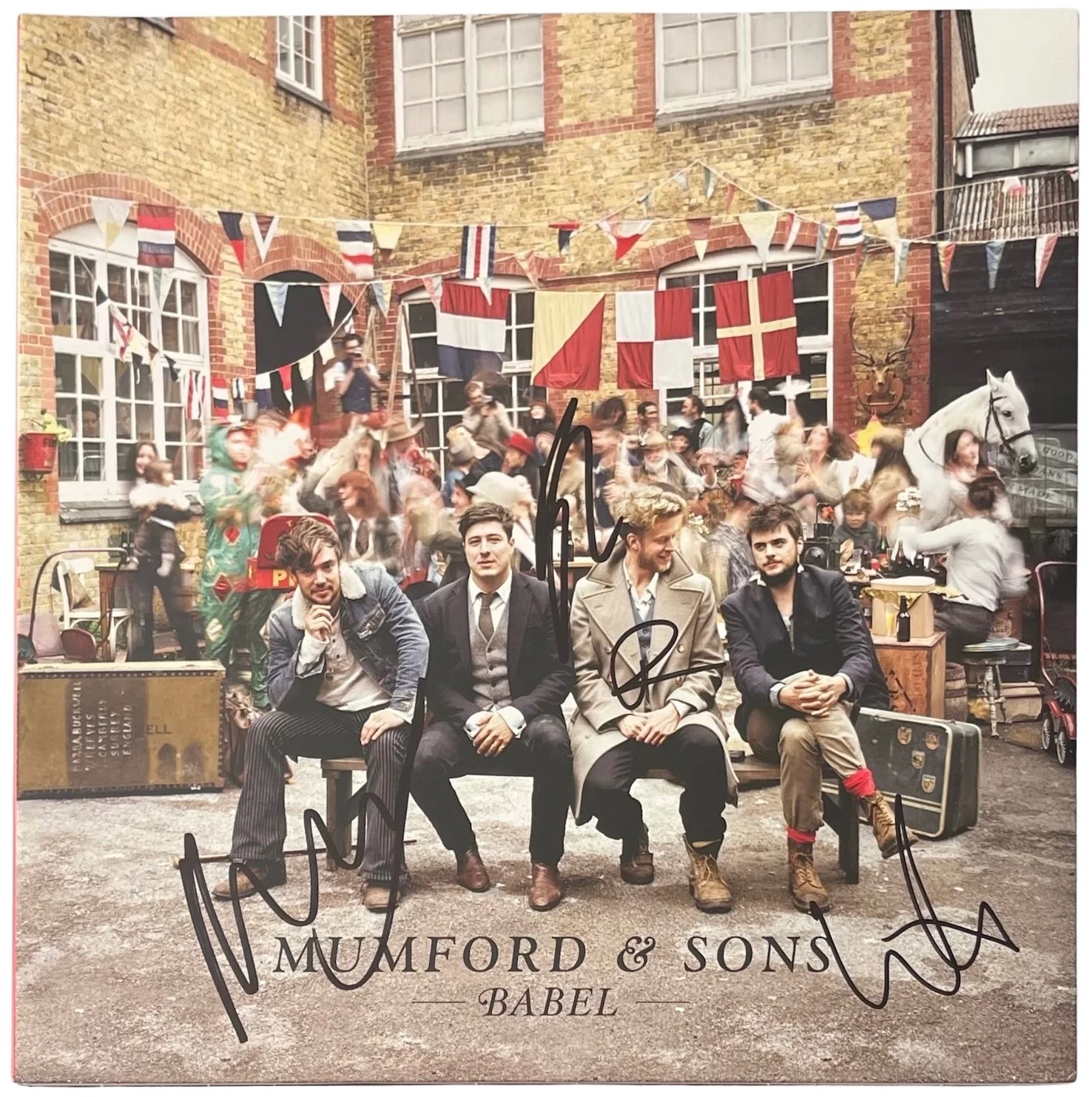 Mumford & Sons x4 Marcus Ted Ben & Winston Signed Babel Vinyl Record Beckett LOA, изображение 3