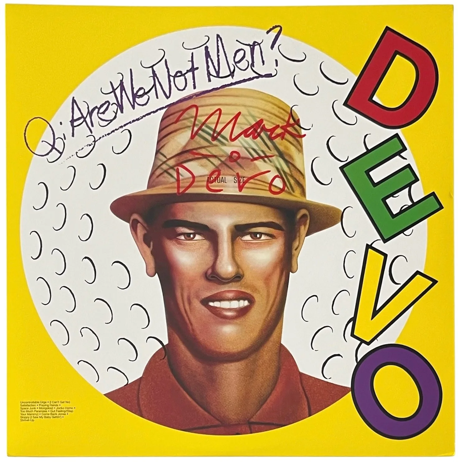 Mark Mothersbaugh Signed Q. Are We Not Men? A: We Are Devo! Vinyl Record JSA COA, изображение 2