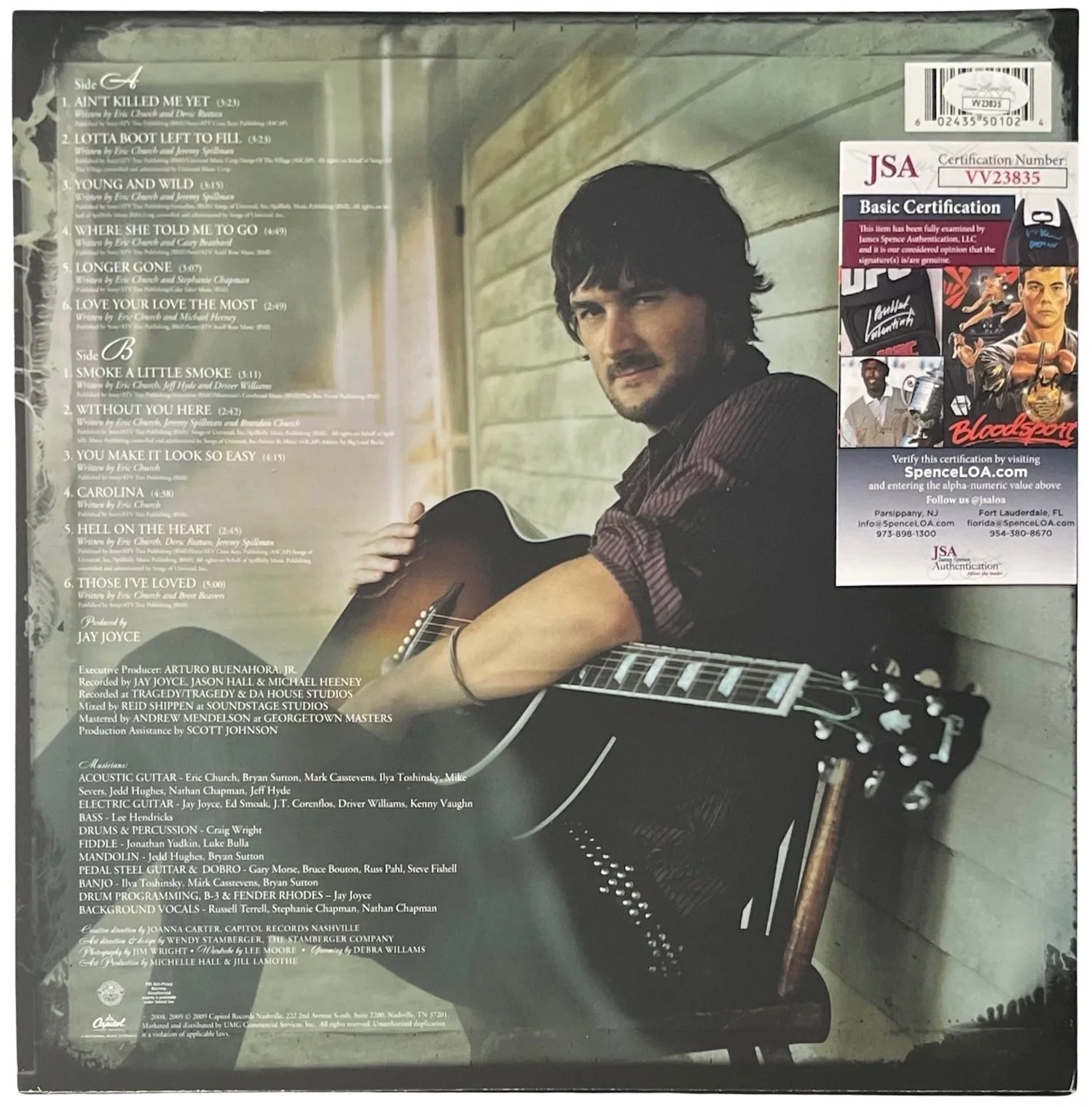 Eric Church Signed Carolina Vinyl Record JSA COA VV23835, изображение 3