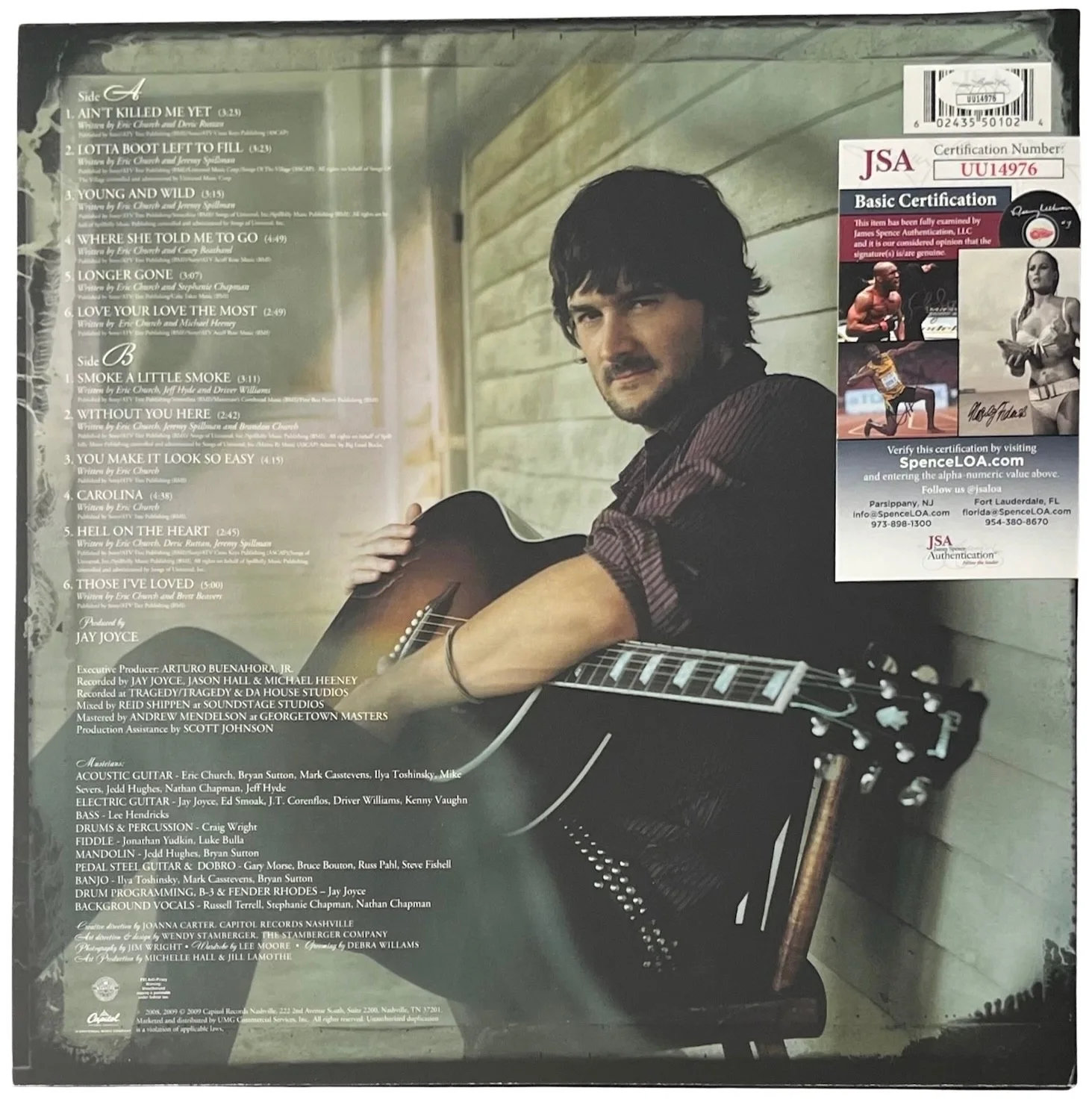 Eric Church Signed Carolina Vinyl Record JSA COA UU14976, image 3