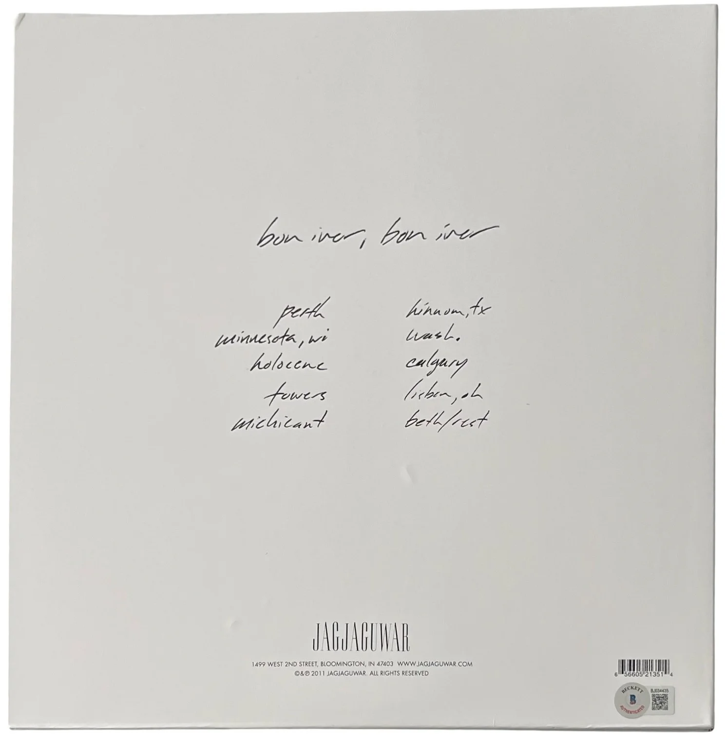 Justin Vernon Signed Bon Iver Self-Titled Vinyl Record Beckett BJ034435, изображение 2