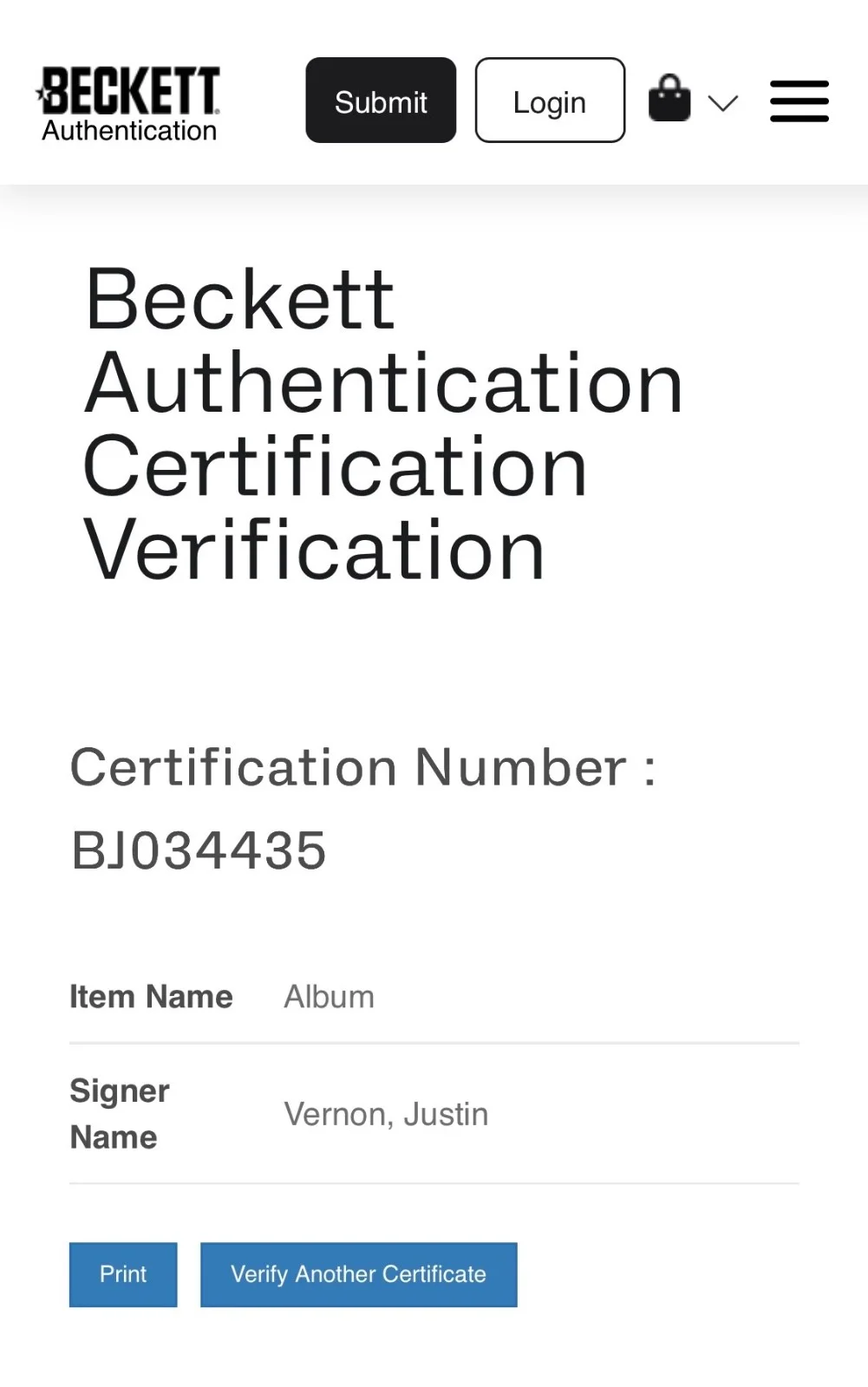 Justin Vernon Signed Bon Iver Self-Titled Vinyl Record Beckett BJ034435, изображение 3