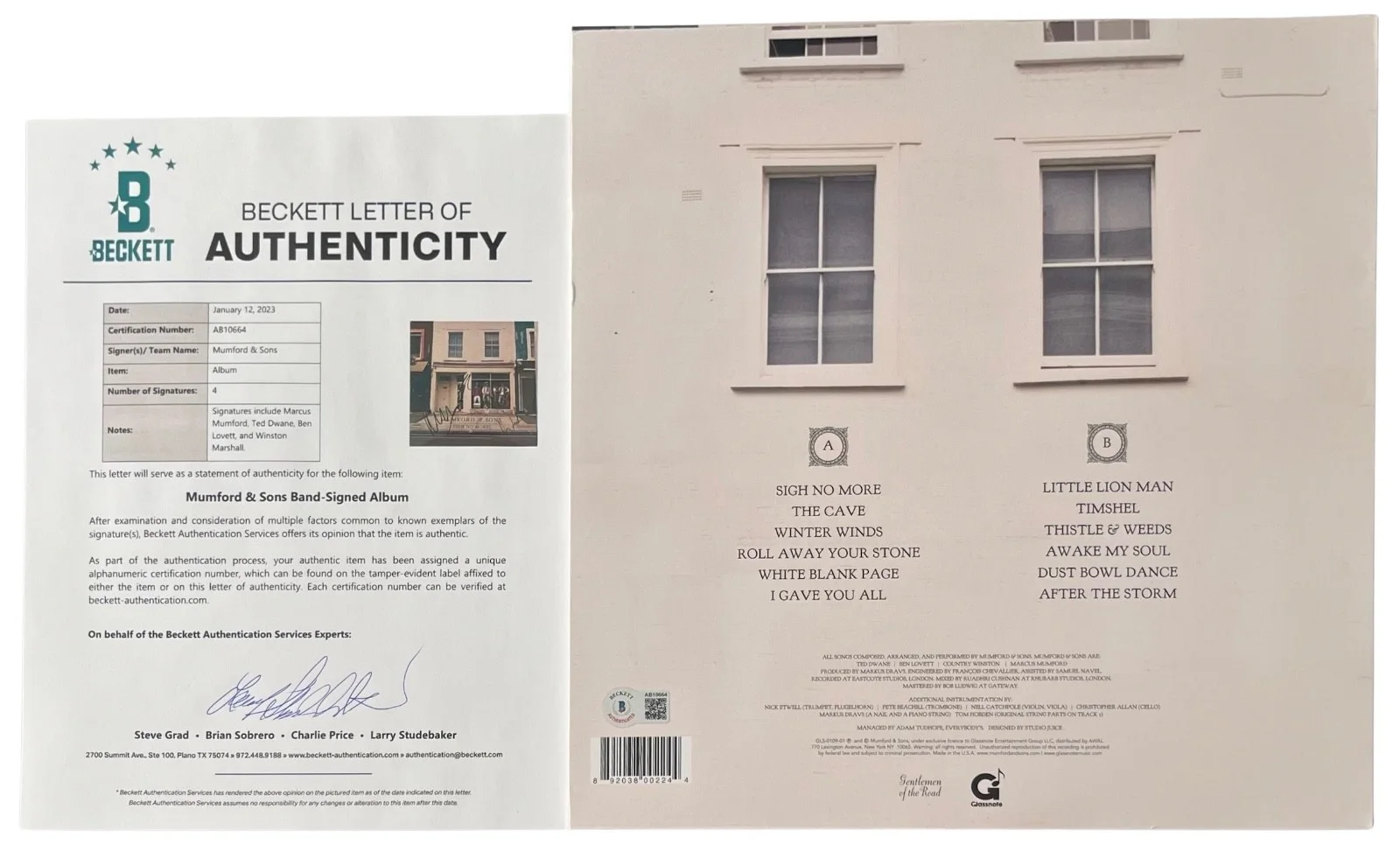 Mumford & Sons Marcus Ted Ben & Winston Signed Sigh No More Vinyl Record Beckett, изображение 2