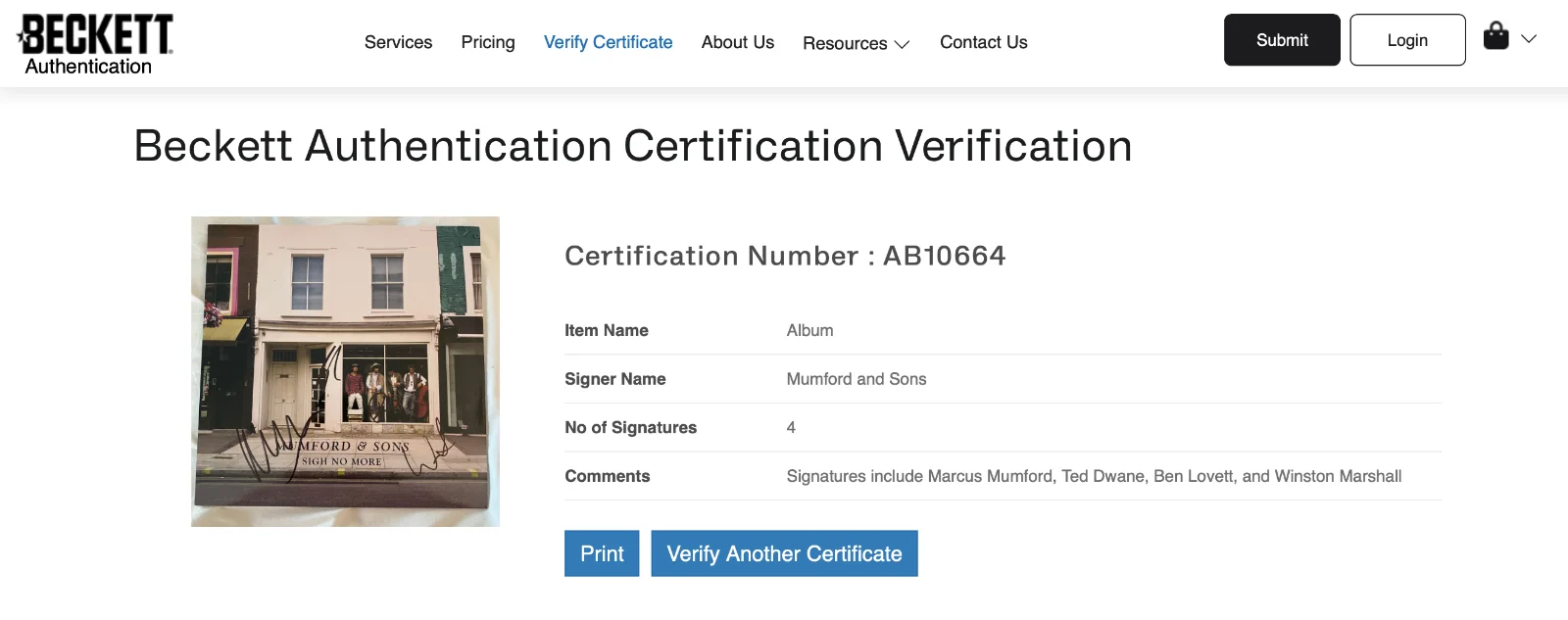Mumford & Sons Marcus Ted Ben & Winston Signed Sigh No More Vinyl Record Beckett, изображение 5