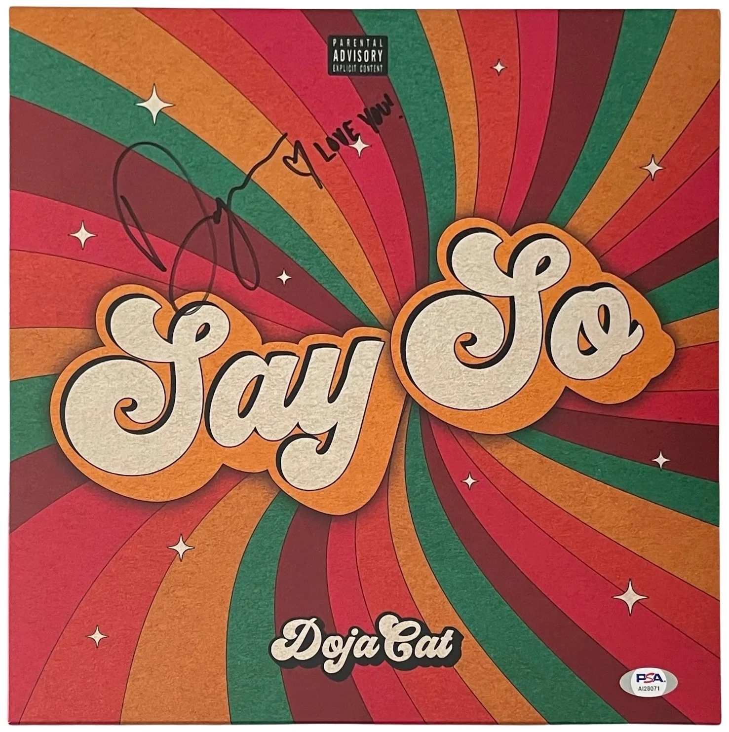 Doja Cat Signed Say So Single Vinyl Record (Cover Only) w/"LOVE YOU!" insc. PSA, изображение 2
