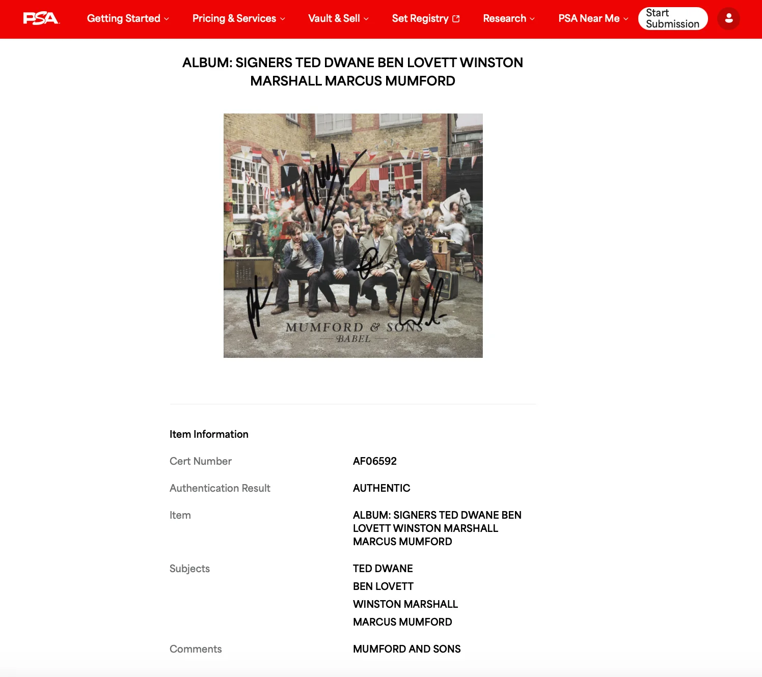 Mumford & Sons x4 Marcus Ted Ben & Winston Signed Babel Vinyl Record PSA LOA, изображение 5