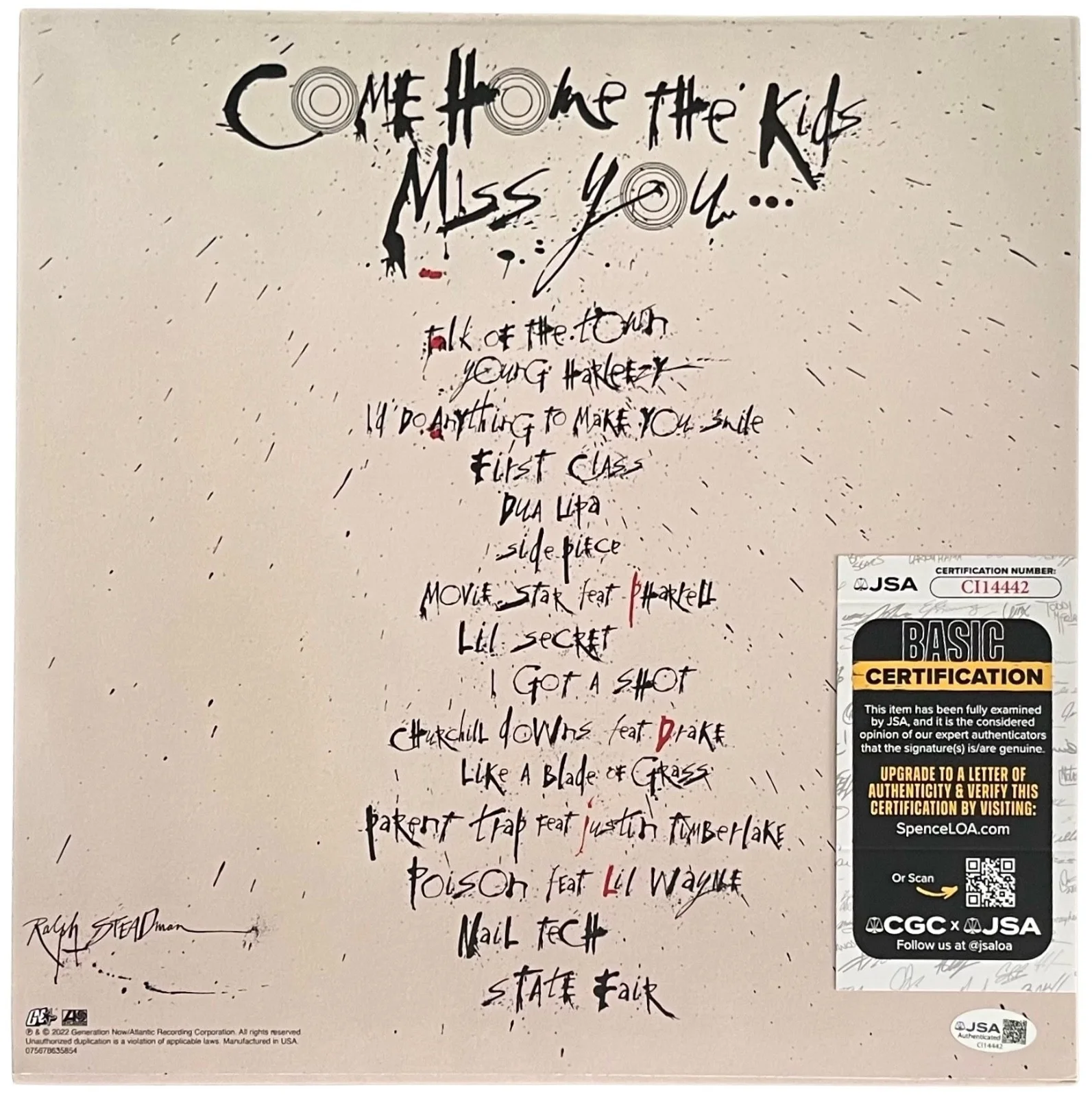 Jack Harlow Signed Come Home The Kids Miss You Vinyl Record JSA COA CI14442, изображение 3