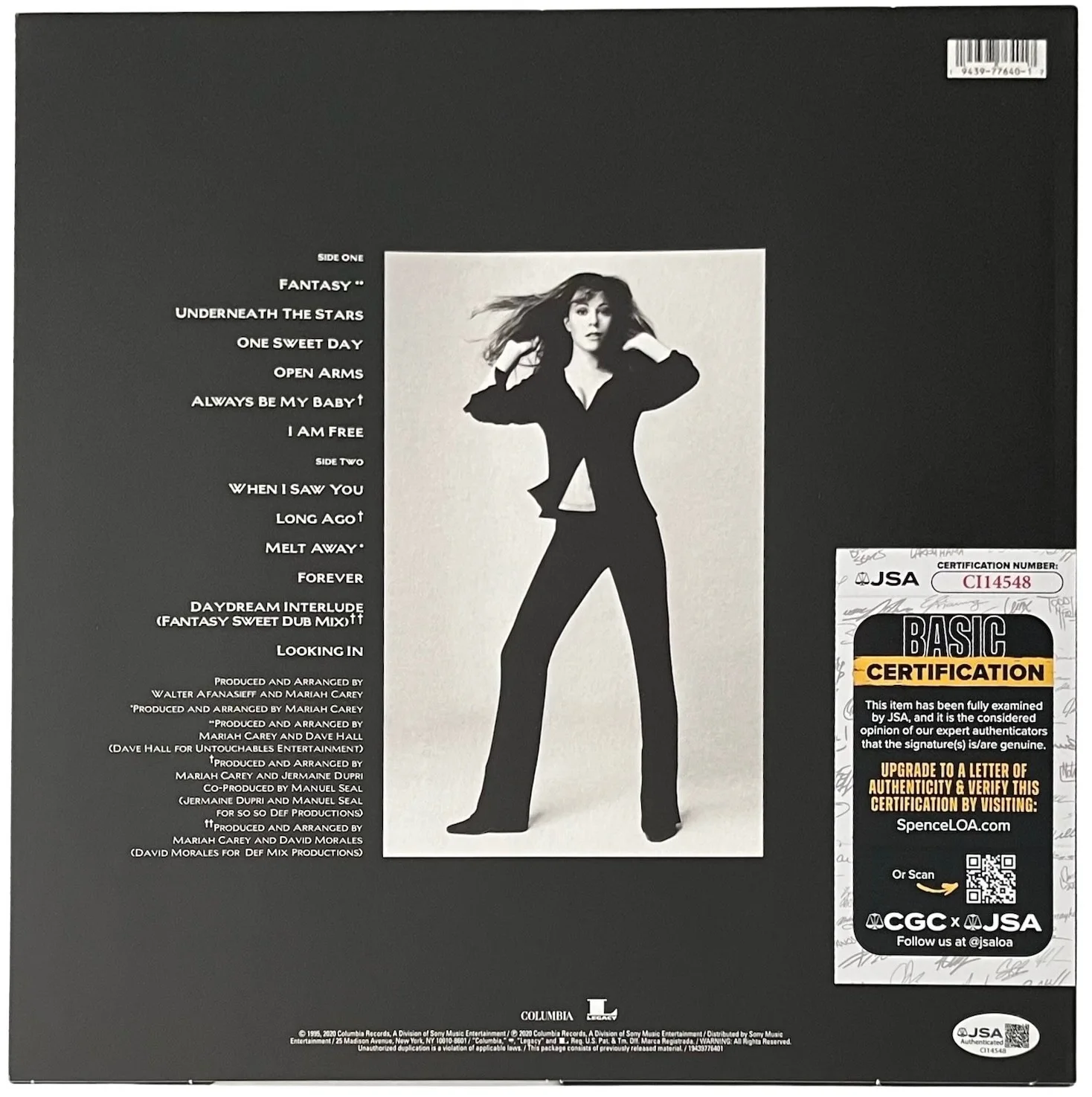 Mariah Carey Signed Daydream Vinyl Record JSA COA CI14548, изображение 3