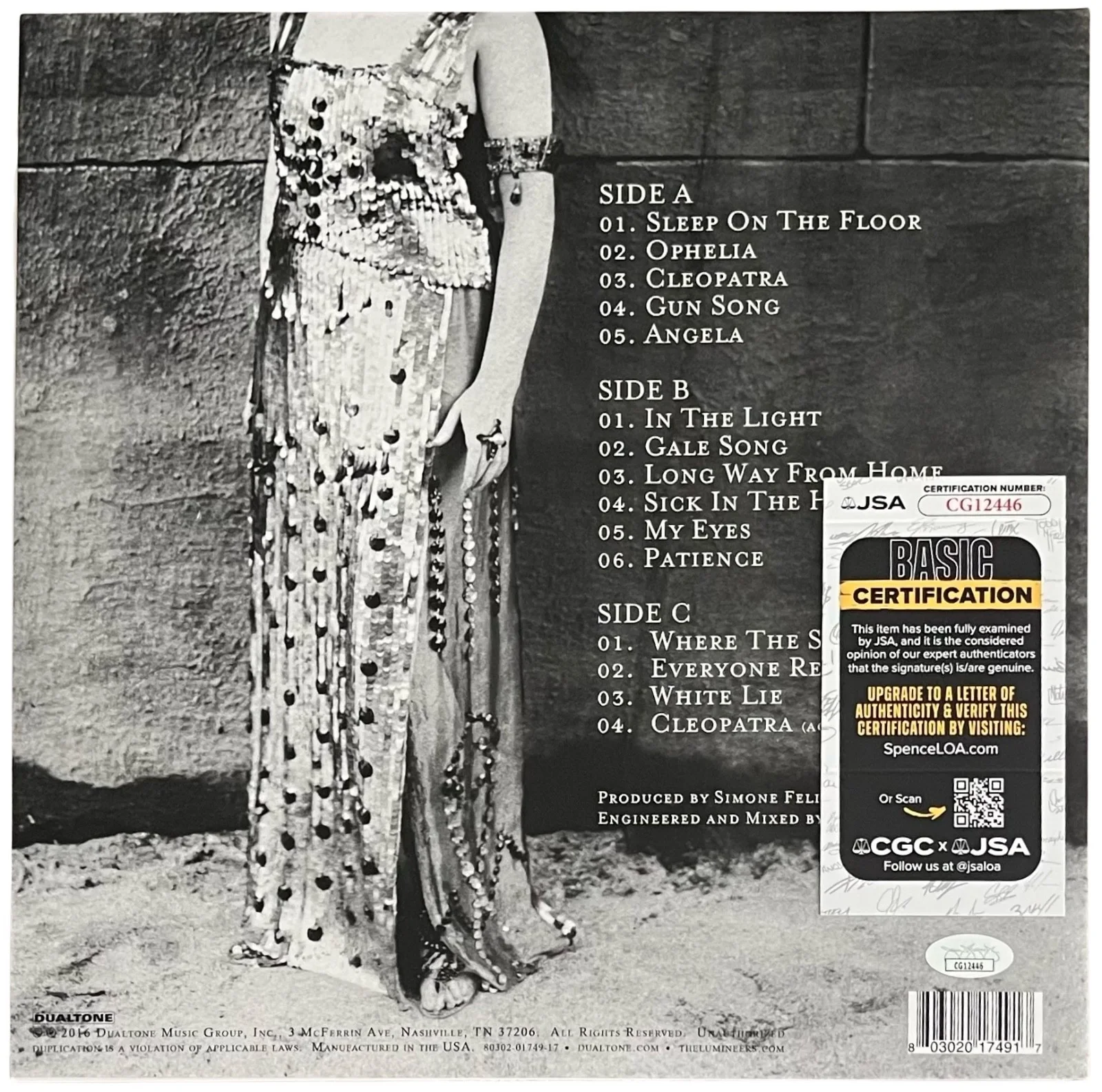Lumineers x3 Wesley Schultz Jeremiah Fraites & Neyla Signed Cleopatra Record JSA, изображение 3