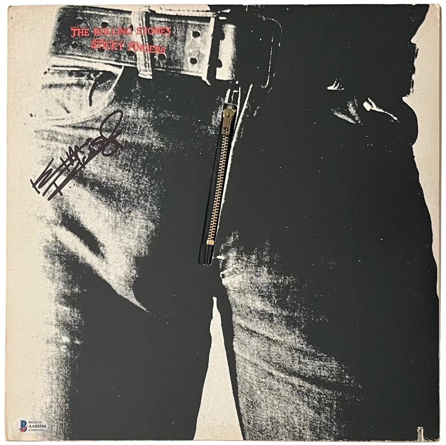 Keith Richards Signed The Rolling Stones Sticky Fingers Vinyl Record Beckett LOA, изображение 2