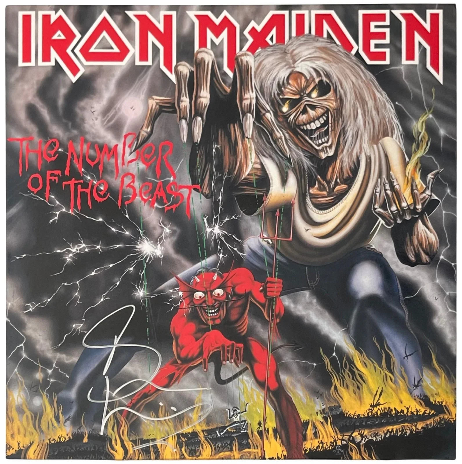 Bruce Dickinson Signed Iron Maiden The Number Of The Beast Vinyl Record JSA COA, изображение 2