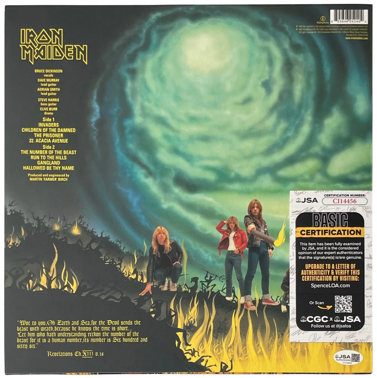 Bruce Dickinson Signed Iron Maiden The Number Of The Beast Vinyl Record JSA COA, изображение 3